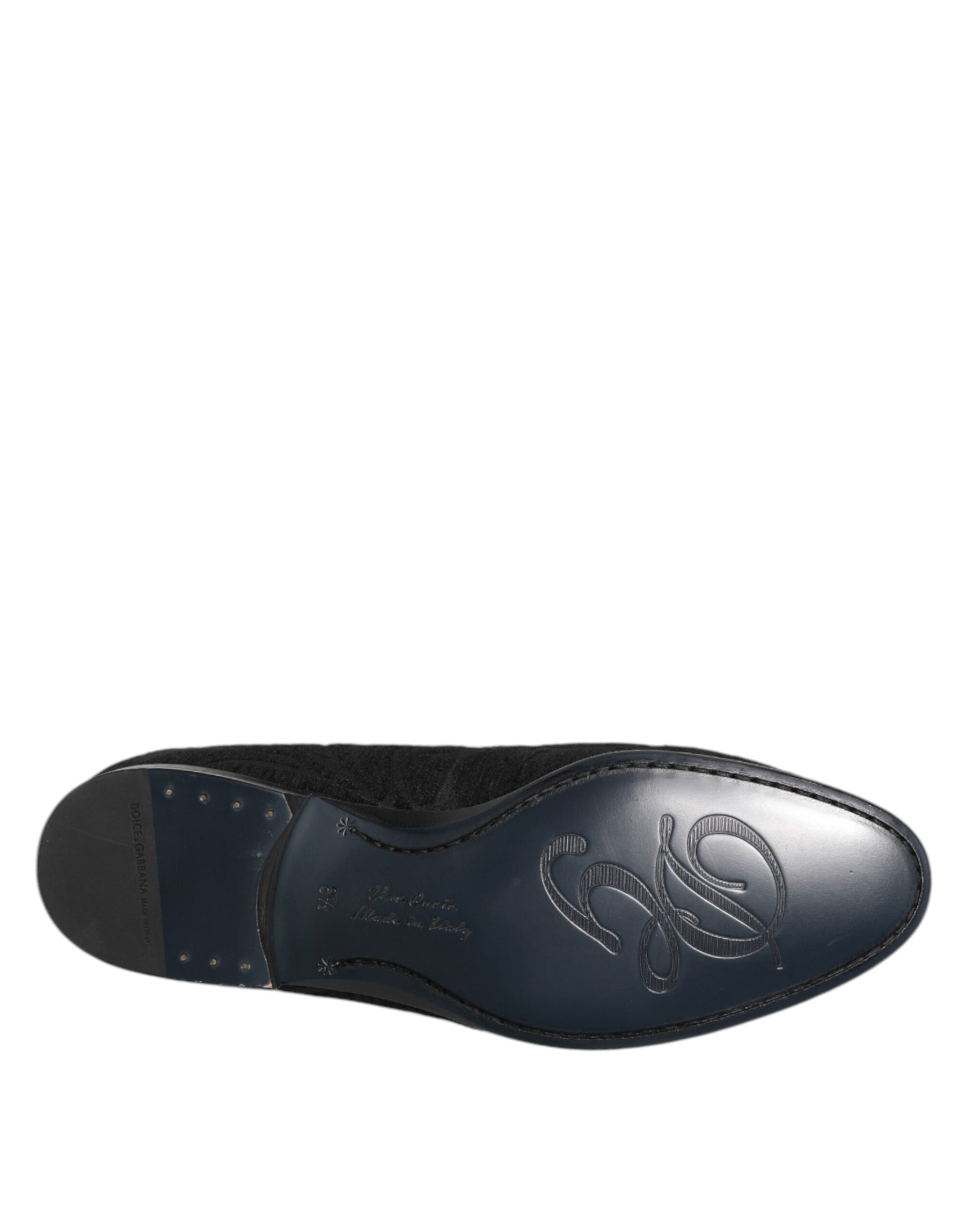 Dolce & Gabbana Black Brocade Crown Loafers Dress Shoes | Regal Royce