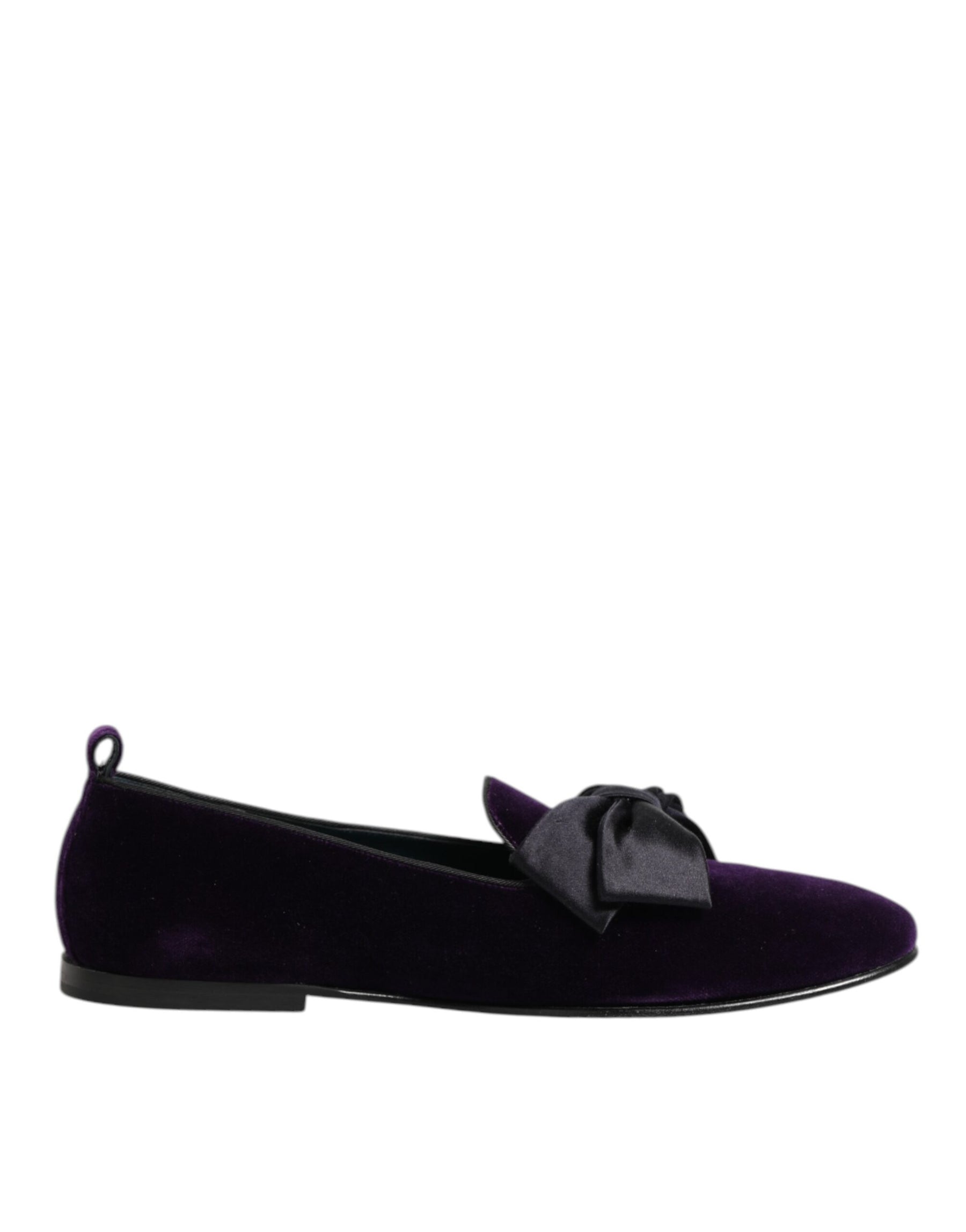 Dolce & Gabbana Purple Suede Cotton Bow Slip On Loafers Shoes | Regal Royce