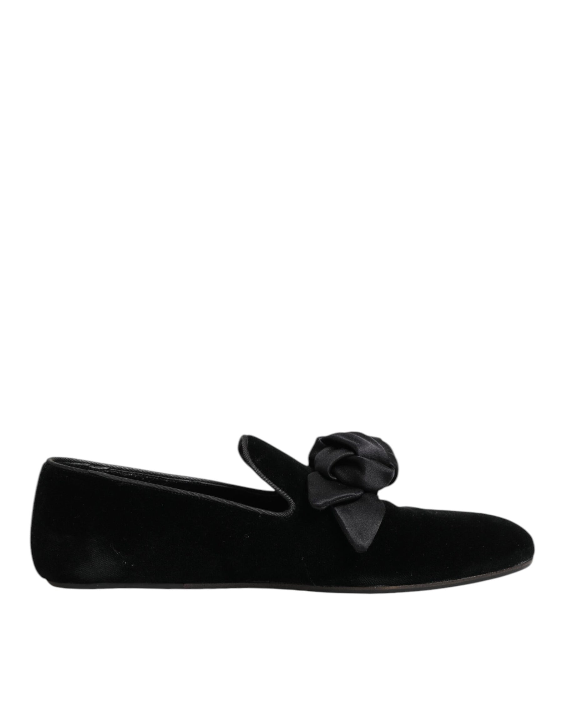 Dolce & Gabbana Black Suede Cotton Rose Slip On Loafers Shoes | Regal Royce