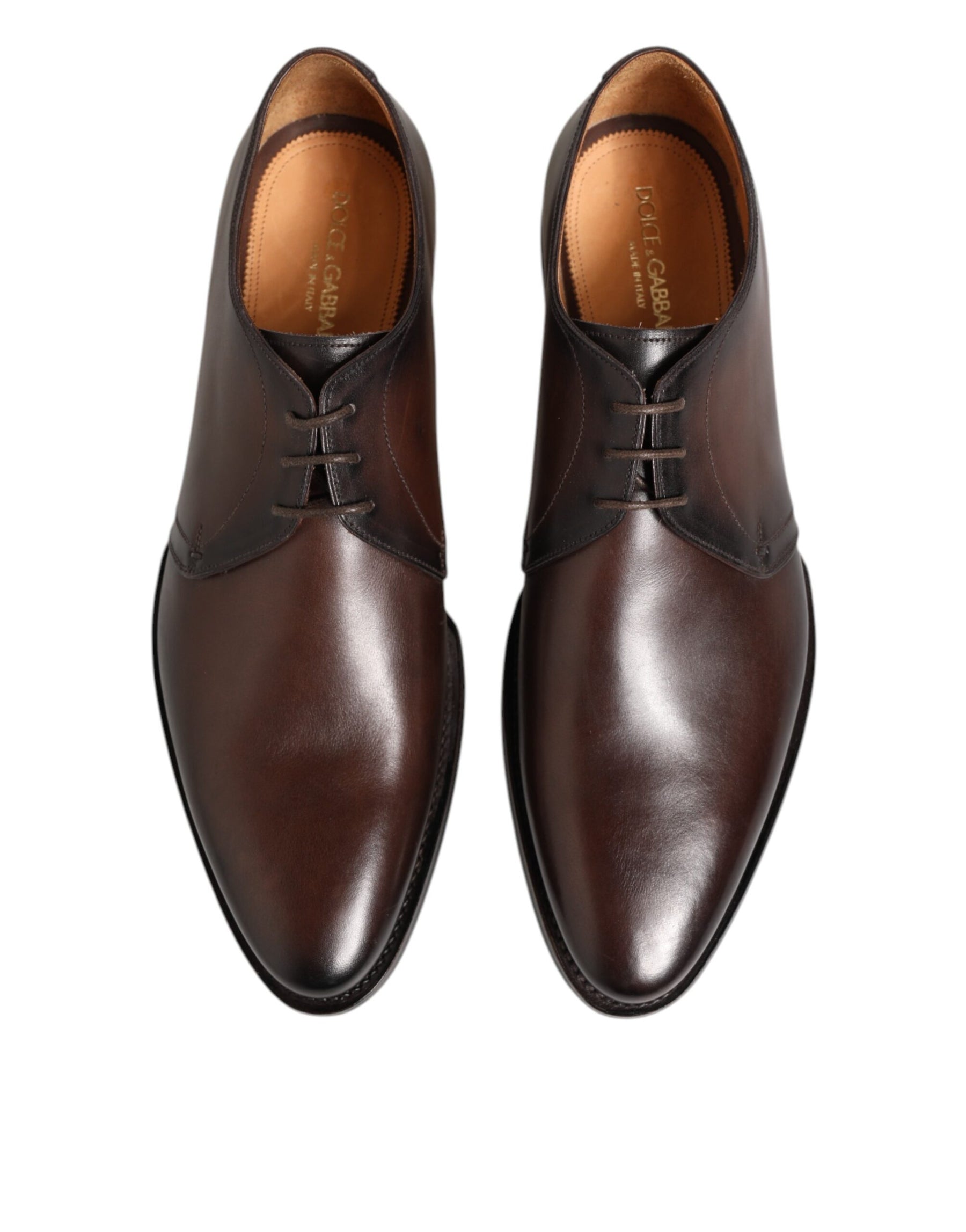 Dolce & Gabbana Brown Leather Lace Up Dress Men Derby Shoes | Regal Royce