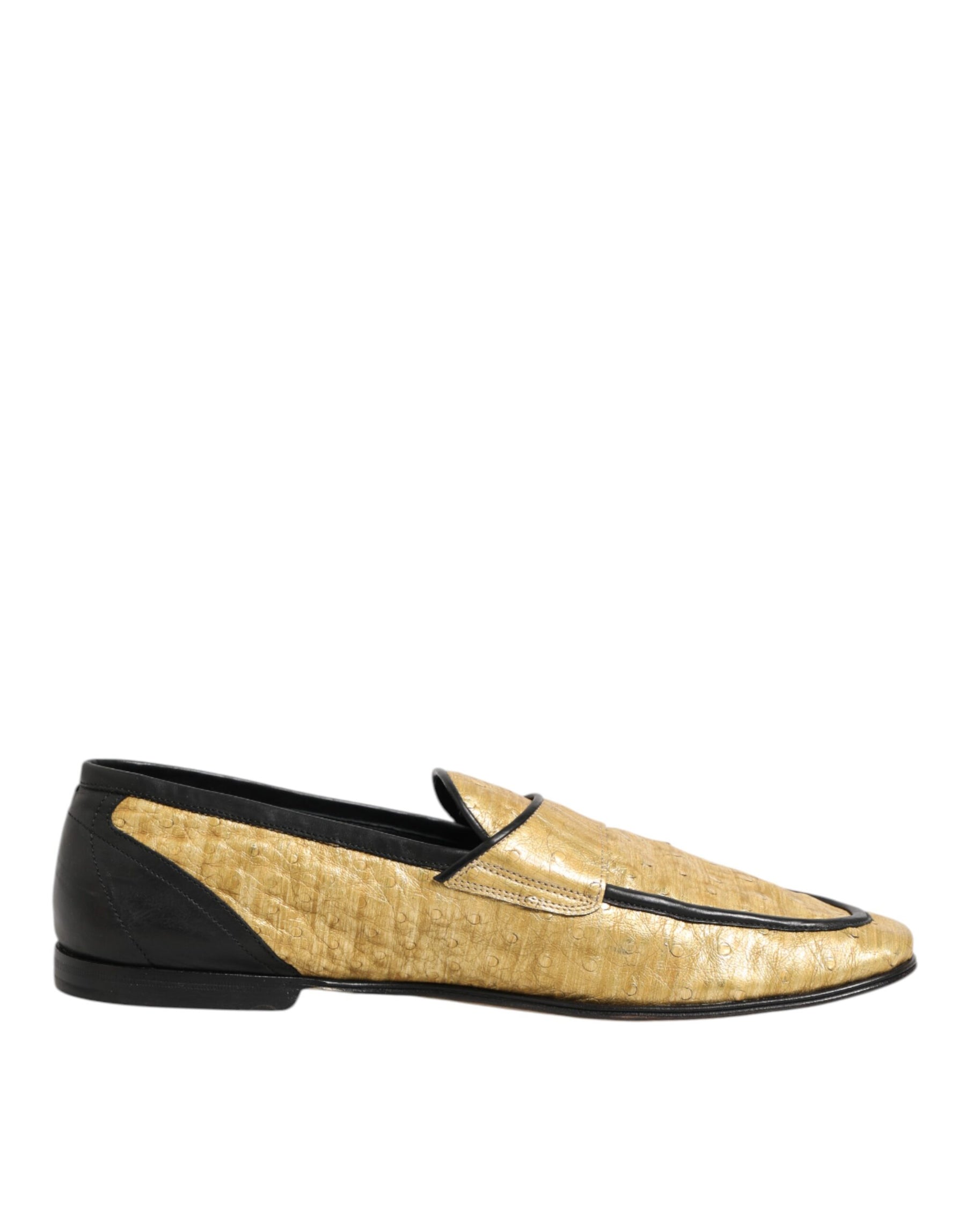 Dolce & Gabbana Yellow Black Leather Slip On Loafers Shoes | Regal Royce