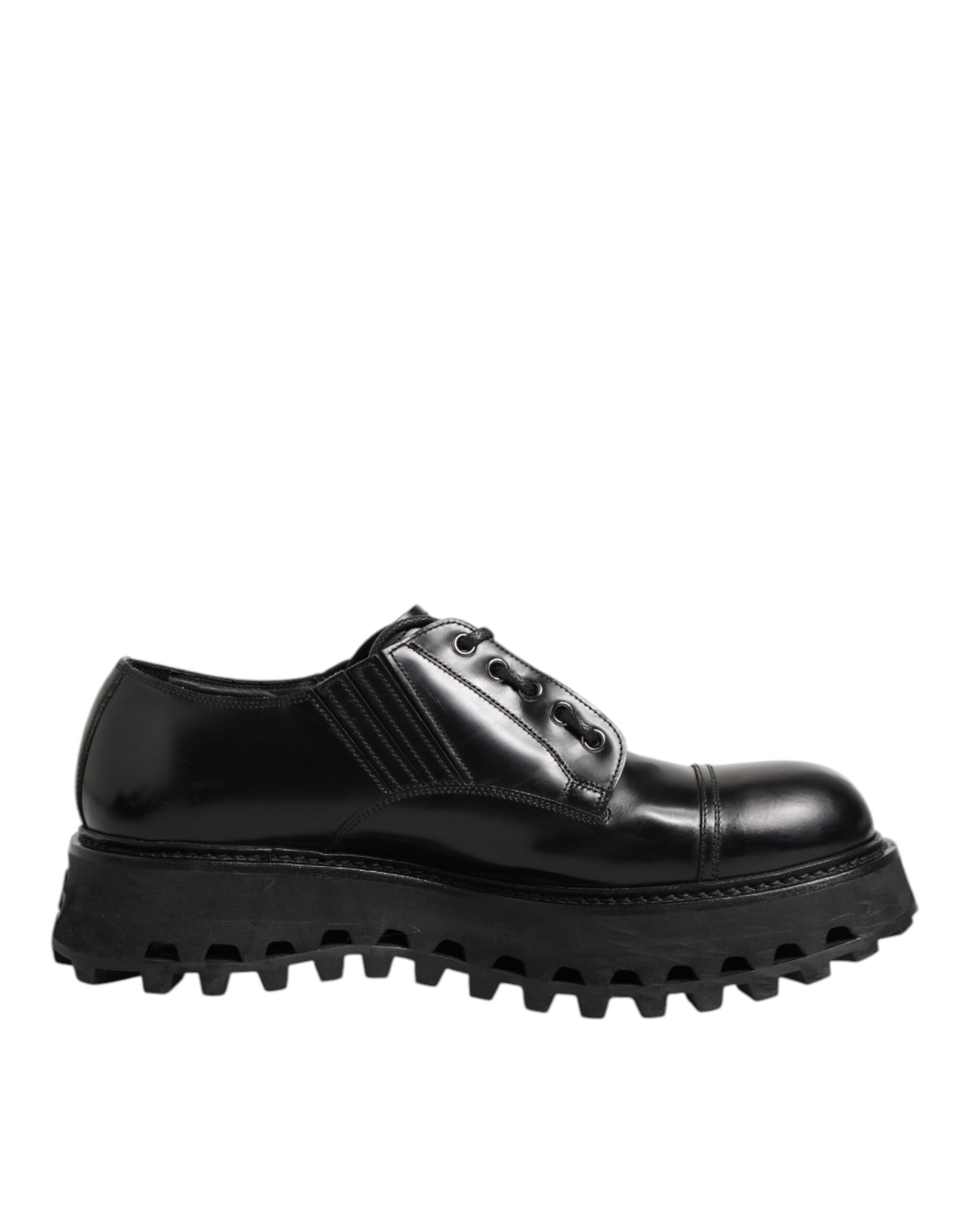 Dolce & Gabbana Black Leather Lace Up Derby Men Dress Shoes | Regal Royce