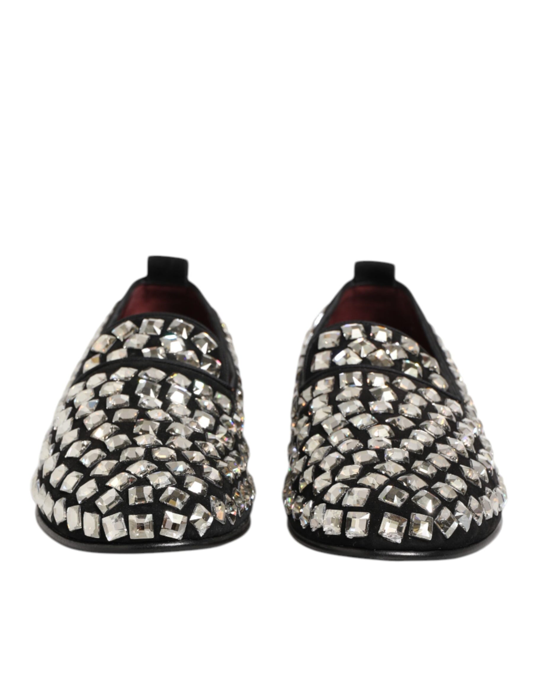 Dolce & Gabbana Black Suede Crystals Loafers Men Dress Shoes | Regal Royce