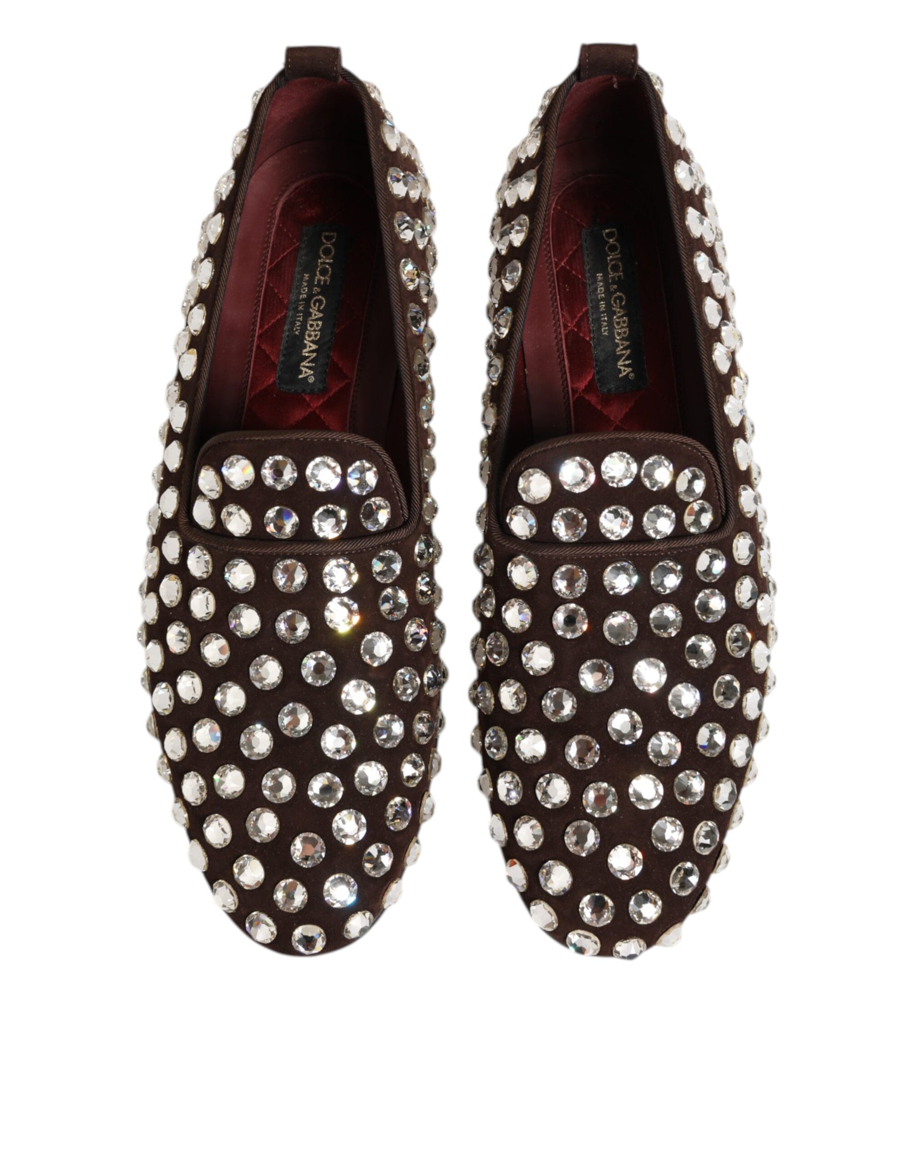 Dolce & Gabbana Bordeaux Suede Crystals Loafers Dress Shoes | Regal Royce