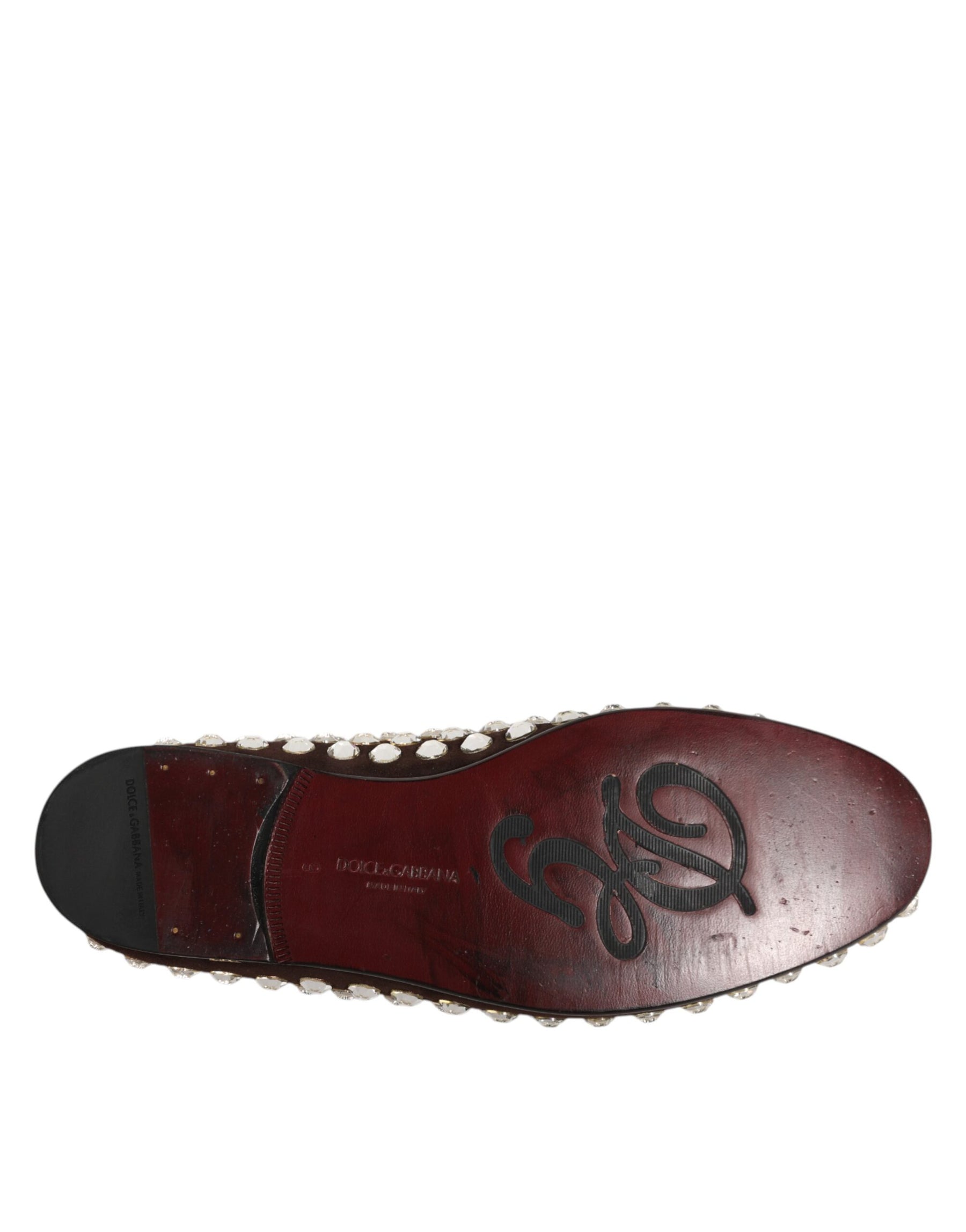 Dolce & Gabbana Bordeaux Suede Crystals Loafers Dress Shoes | Regal Royce