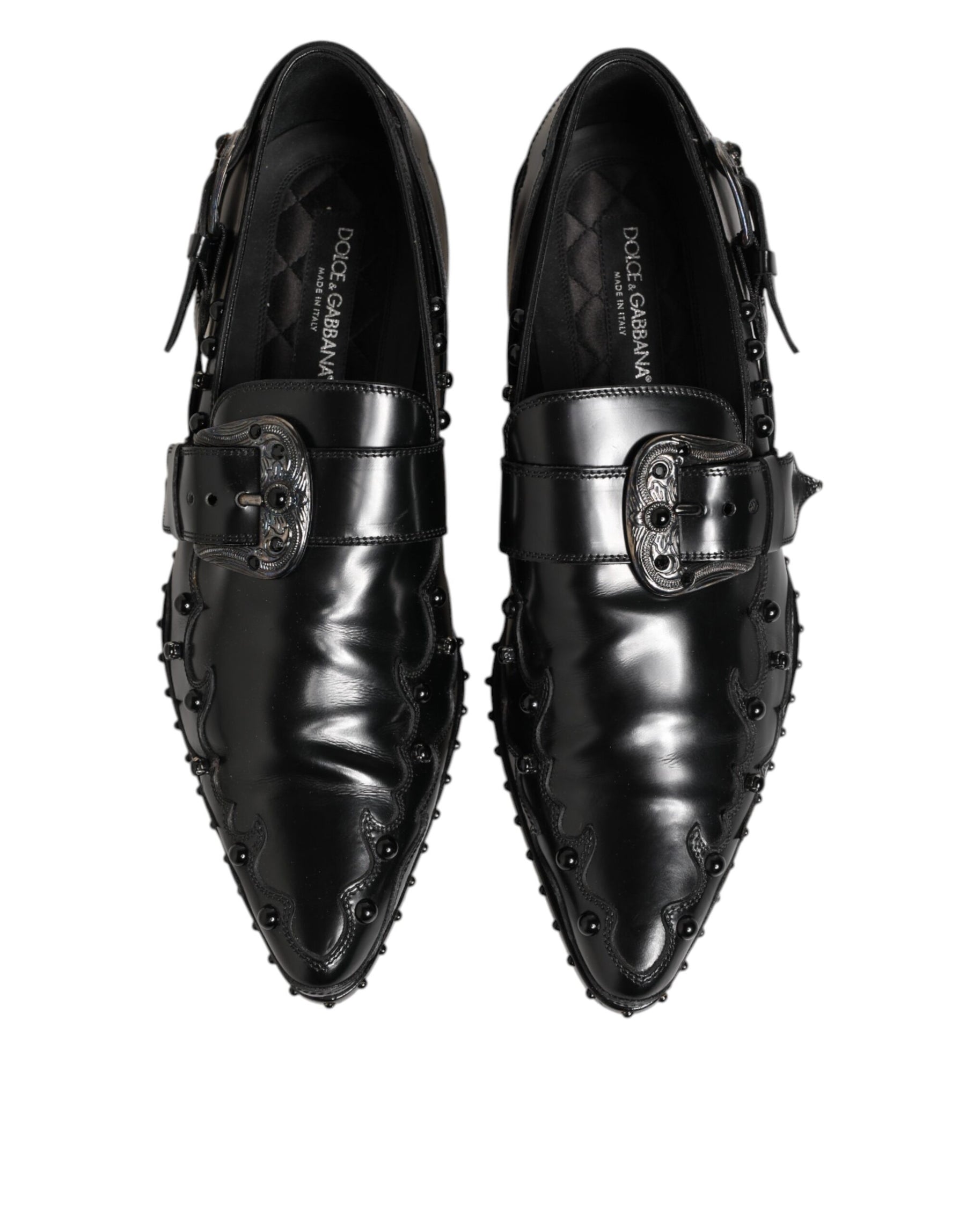 Dolce & Gabbana Black Embellished Dress Monk Strap Shoes | Regal Royce