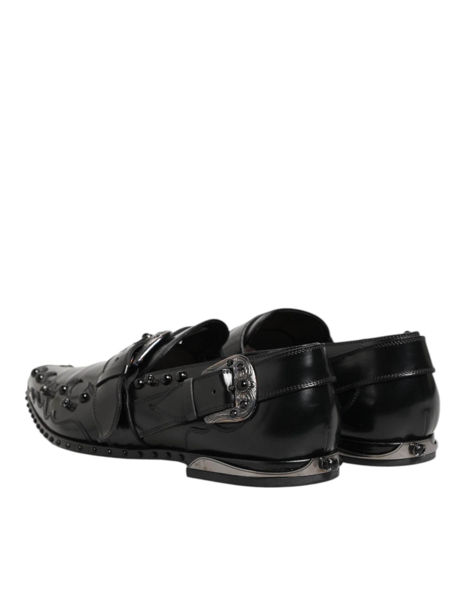 Dolce & Gabbana Black Embellished Dress Monk Strap Shoes | Regal Royce
