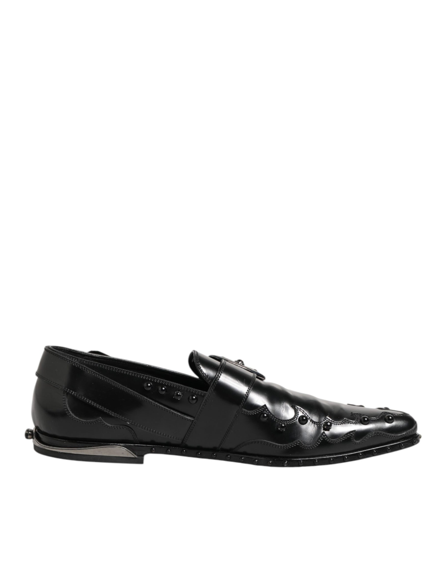 Dolce & Gabbana Black Embellished Dress Monk Strap Shoes | Regal Royce