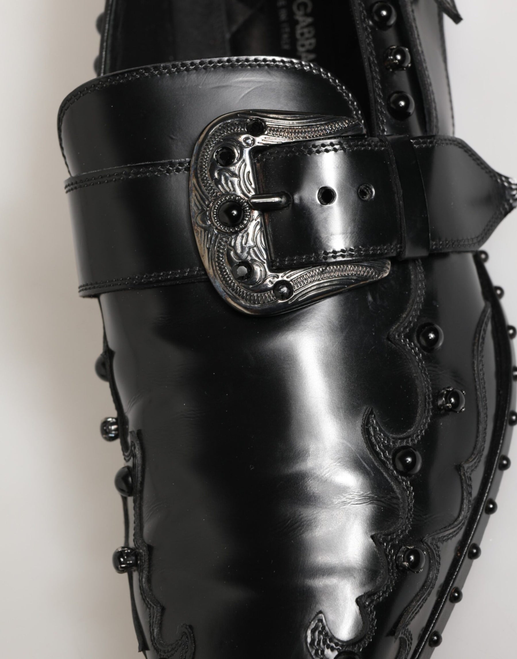 Dolce & Gabbana Black Embellished Dress Monk Strap Shoes | Regal Royce