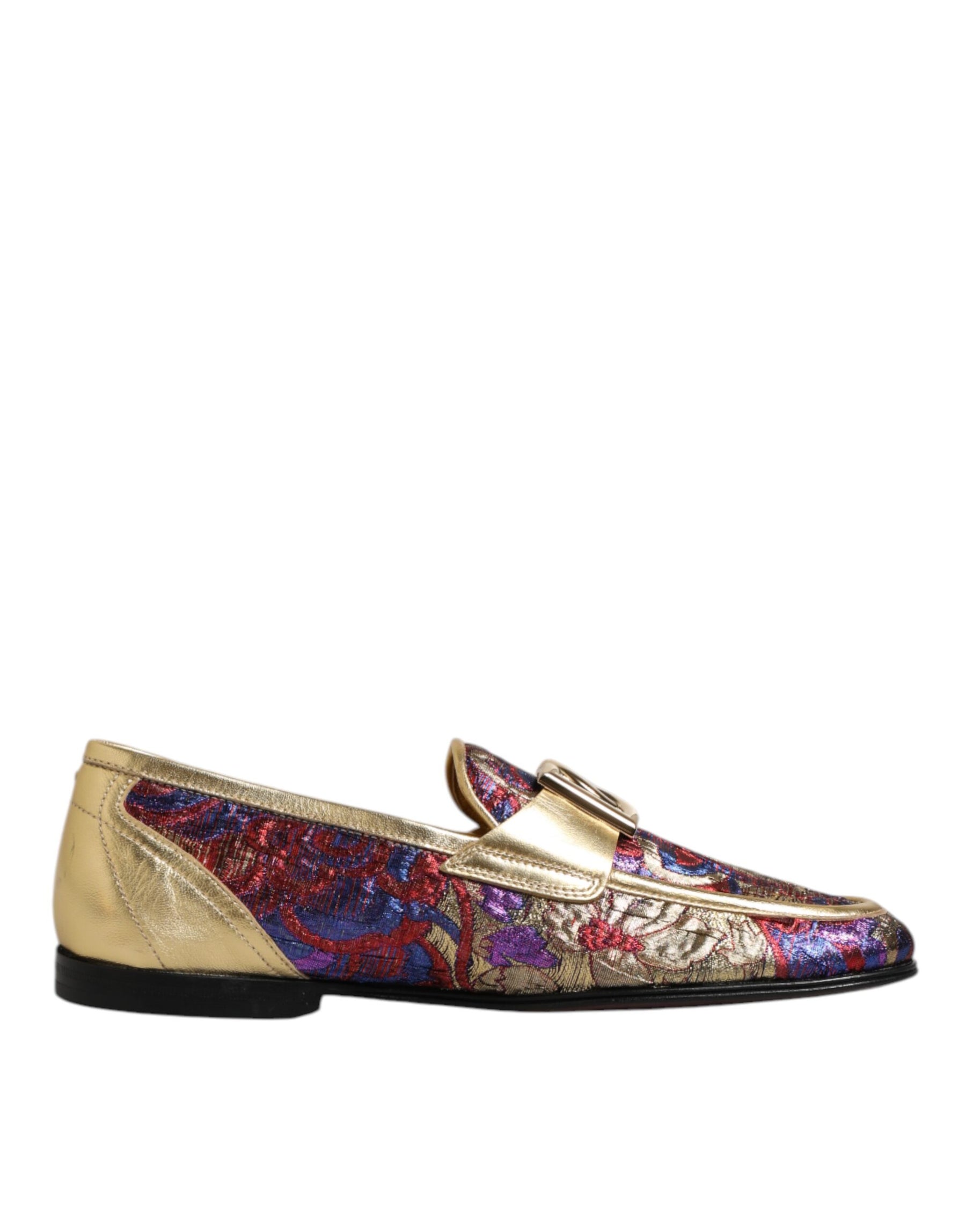 Dolce & Gabbana Multicolor Jacquard Gold DG Logo Loafer Shoes | Regal Royce