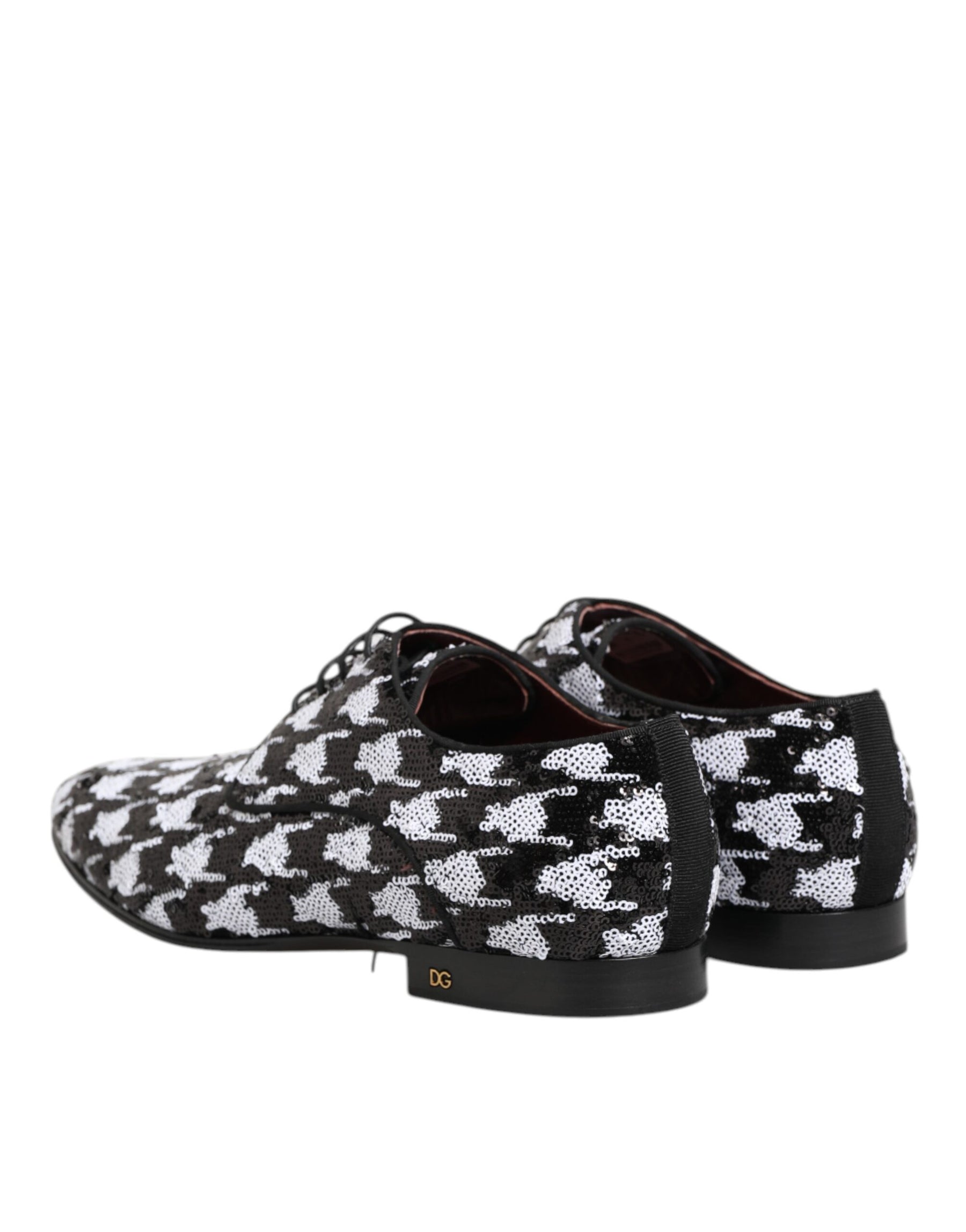 Dolce & Gabbana Dress Black White Sequined Lace Up Derby Shoes | Regal Royce