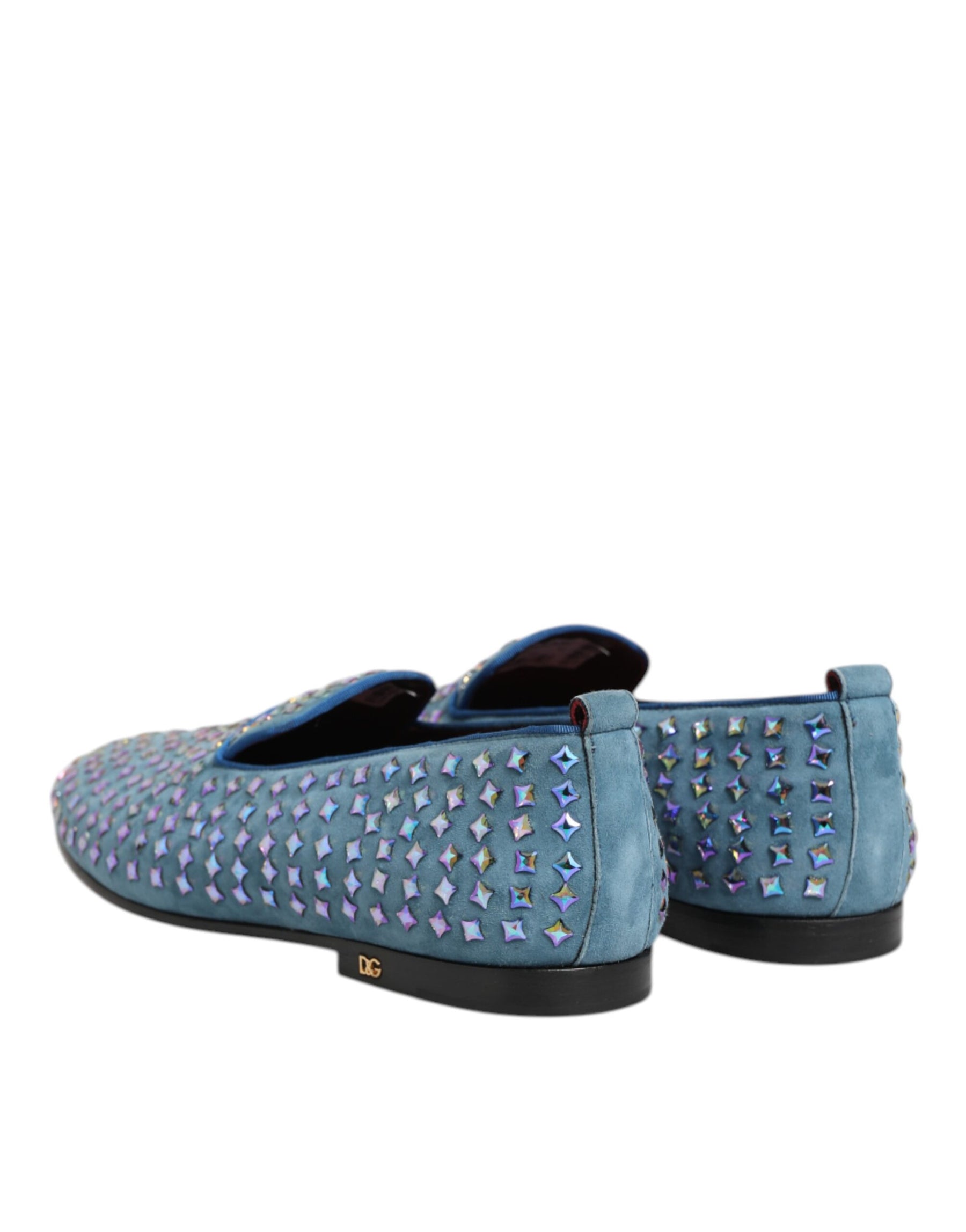 Dolce & Gabbana Blue Suede Studded Dress Men Loafers Shoes | Regal Royce