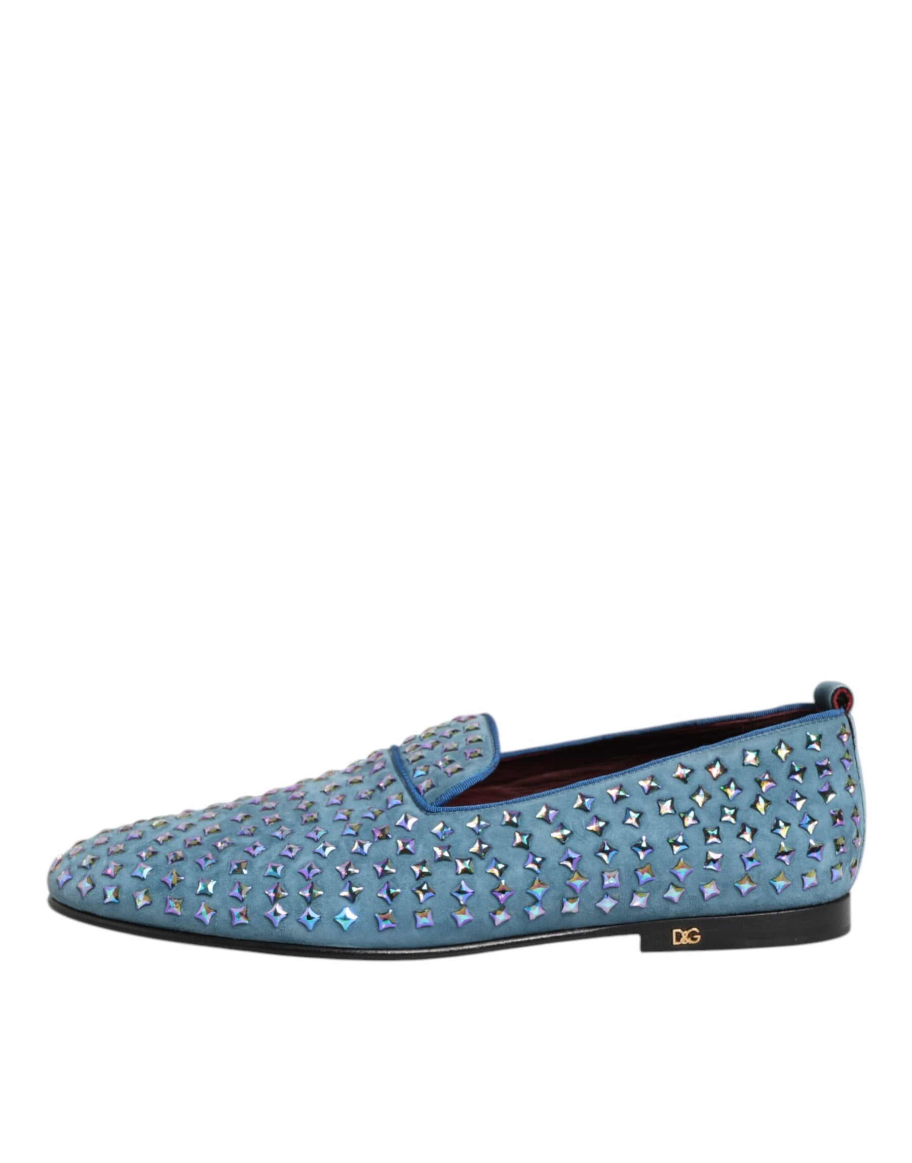 Dolce & Gabbana Blue Suede Studded Dress Men Loafers Shoes | Regal Royce