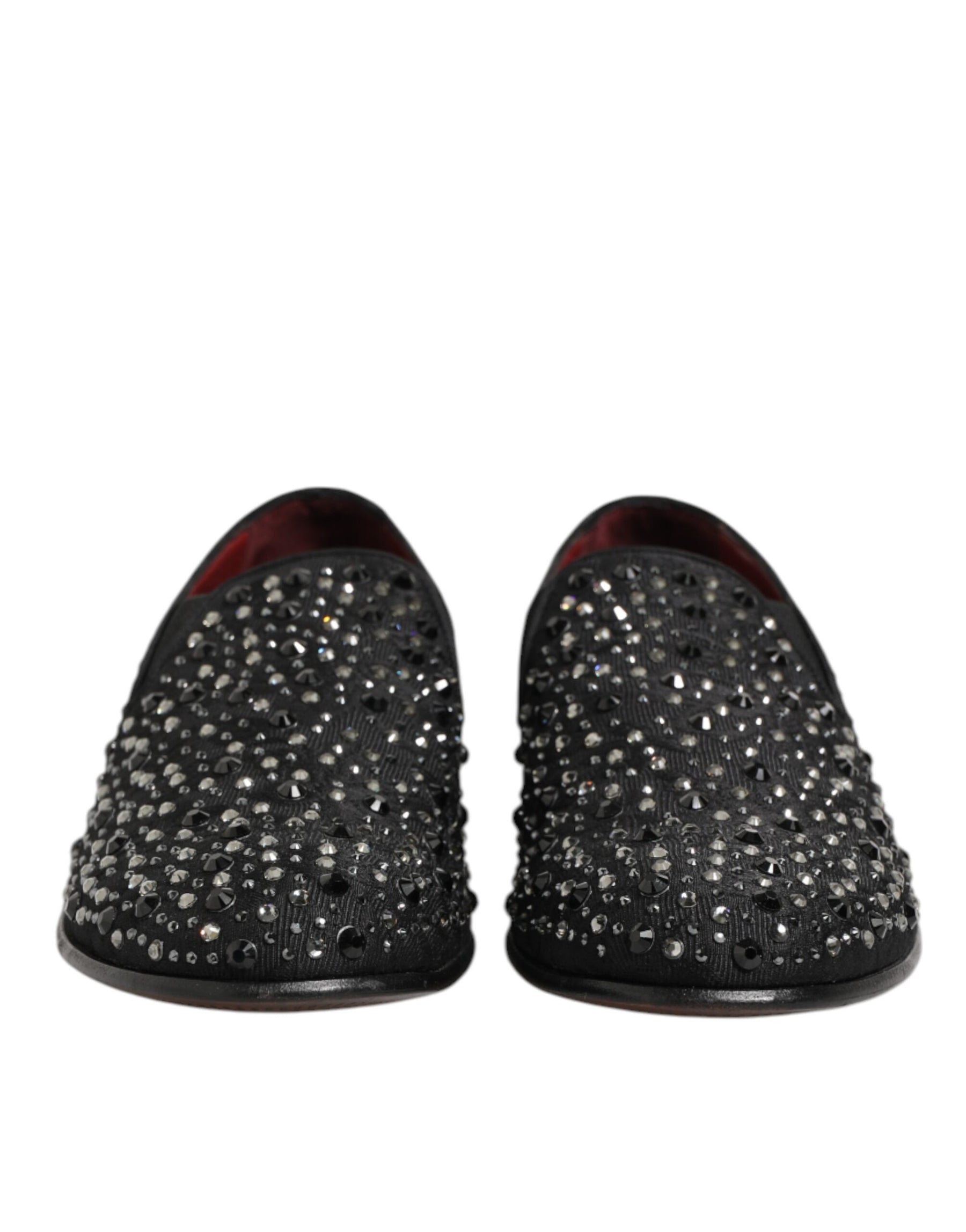 Dolce & Gabbana Black Suede Crystal Embellished Loafer Shoes | Regal Royce