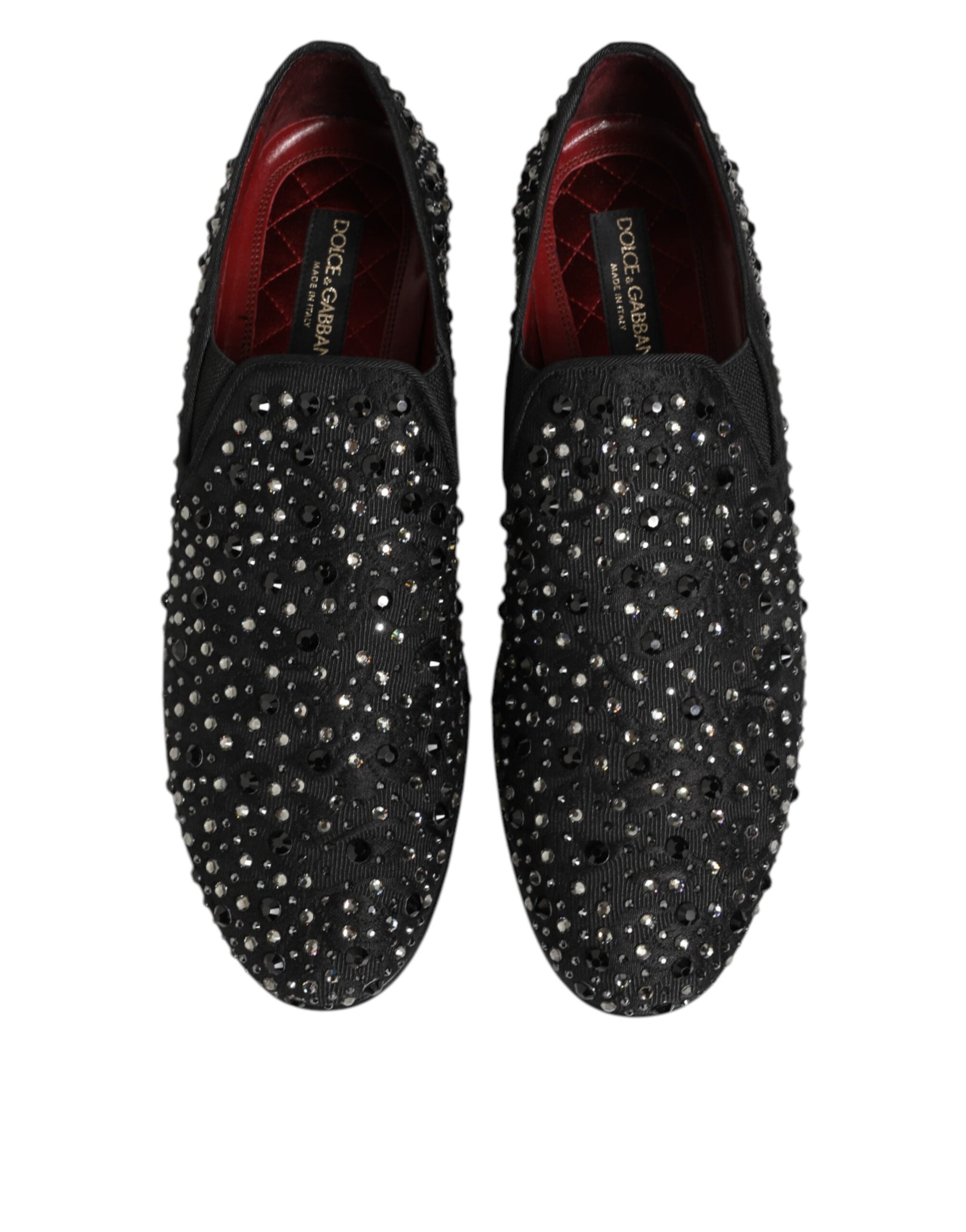 Dolce & Gabbana Black Suede Crystal Embellished Loafer Shoes | Regal Royce