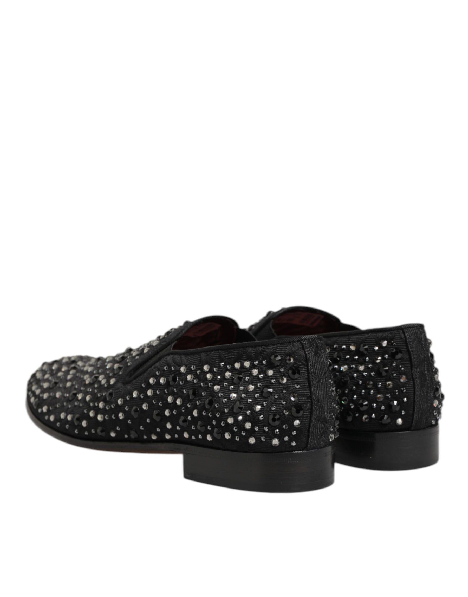 Dolce & Gabbana Black Suede Crystal Embellished Loafer Shoes | Regal Royce