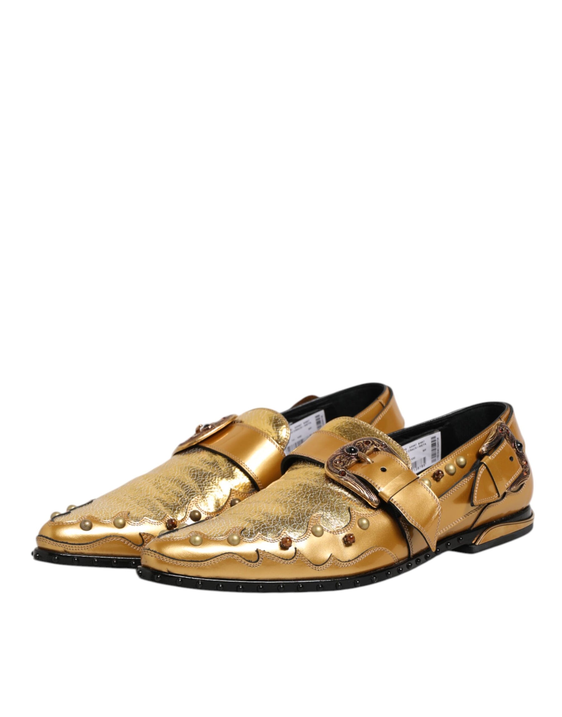 Dolce & Gabbana Gold Leather MONK STRAP Dress Formal Shoes | Regal Royce
