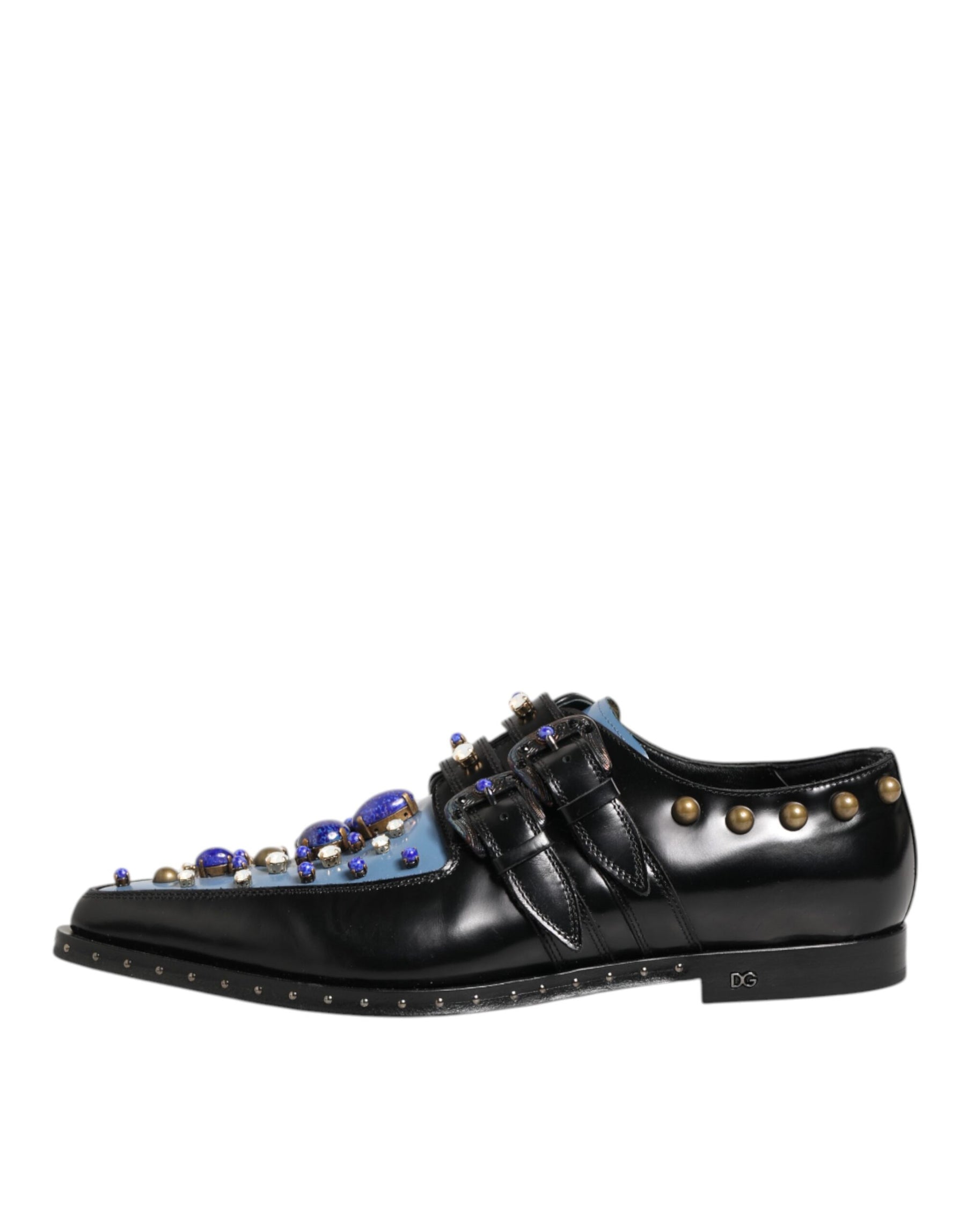 Dolce & Gabbana Black Blue Embellished MONKSTRAP Dress Shoes | Regal Royce