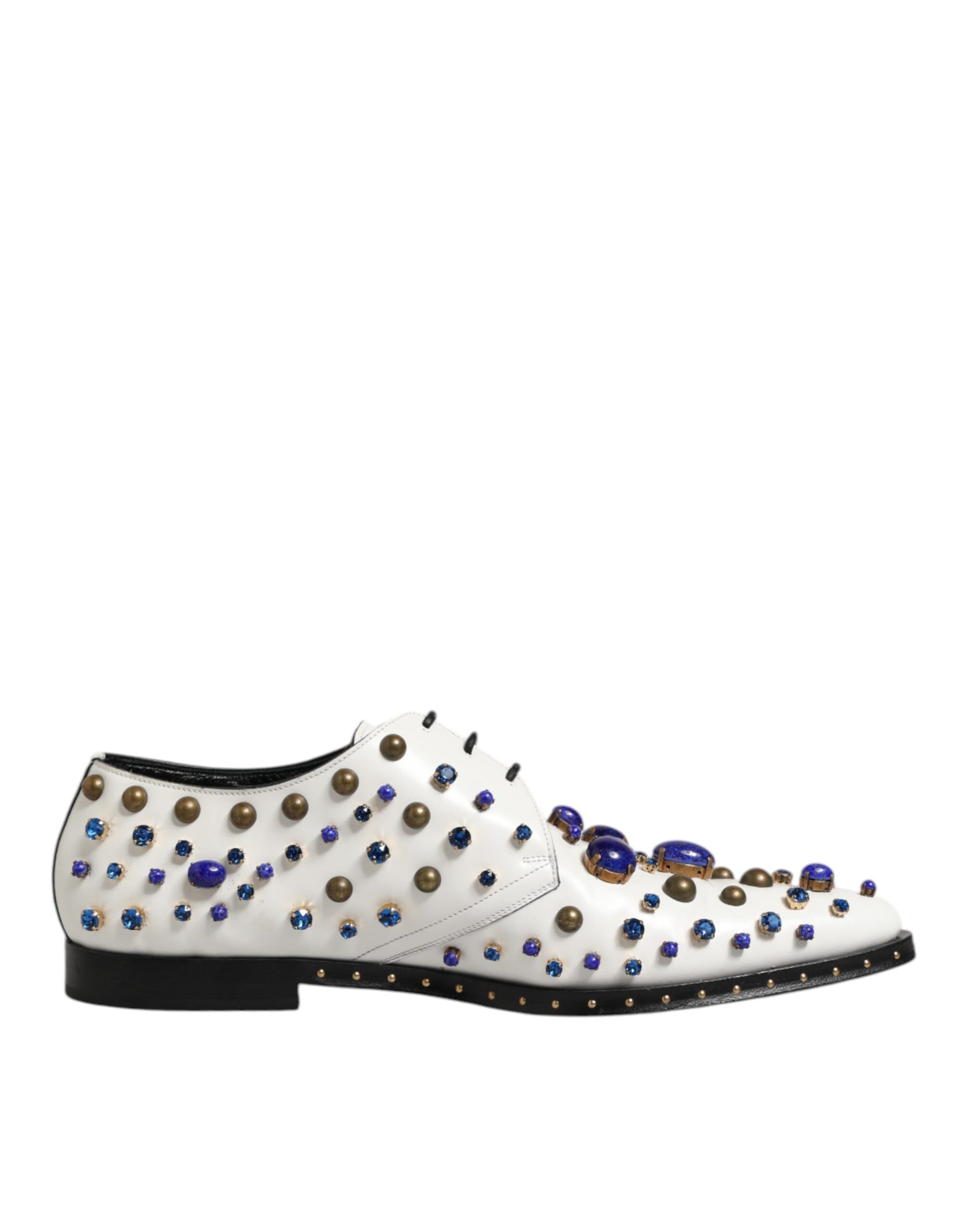 Dolce & Gabbana White Leather Crystals Embellished Dress  Shoes | Regal Royce