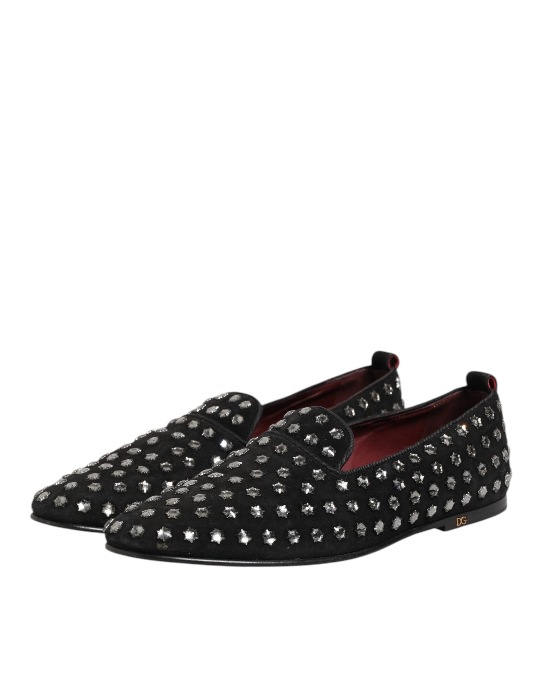 Dolce & Gabbana Black Crystal Embellished Loafers Dress Shoes | Regal Royce