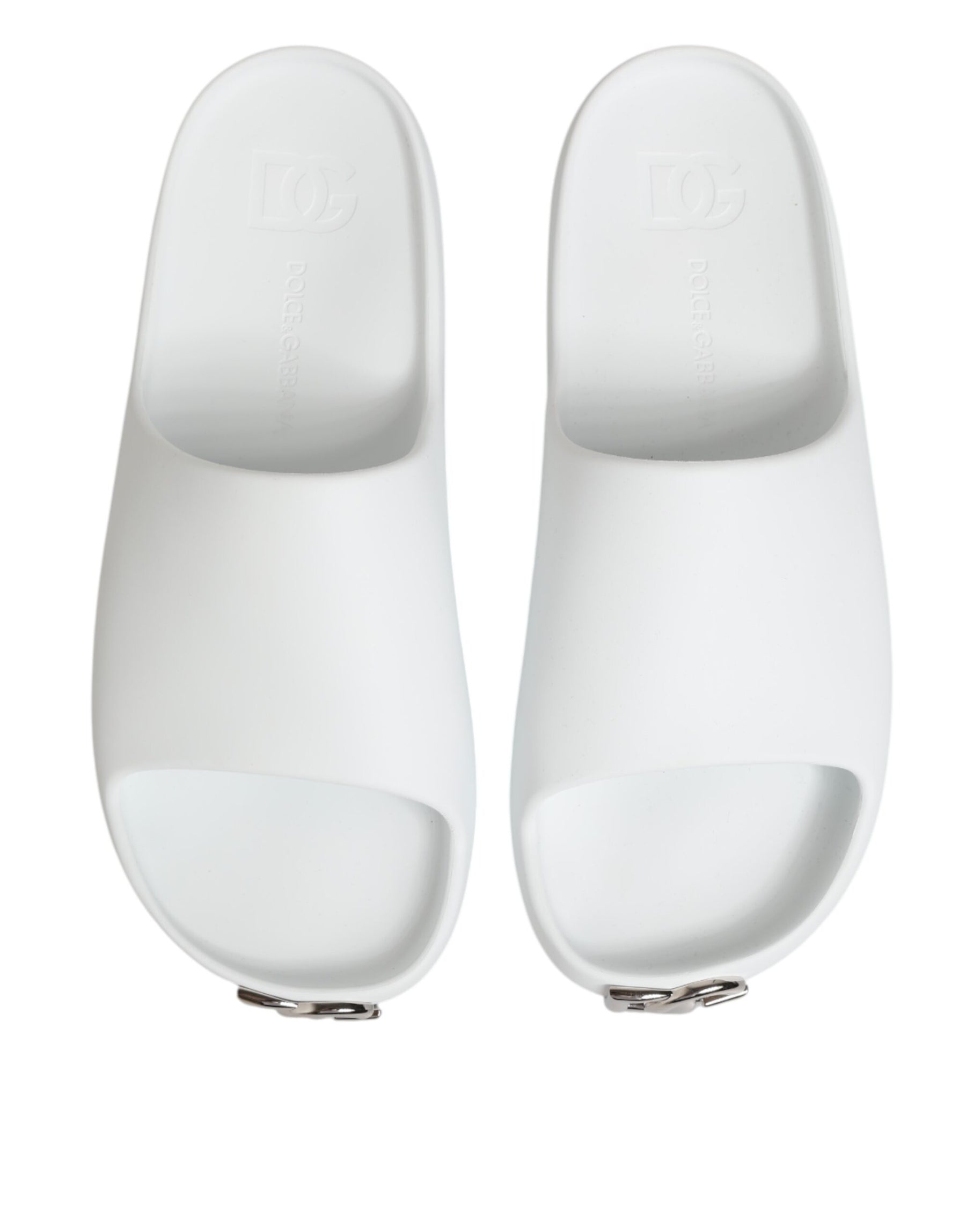 Dolce & Gabbana White Logo Slides Sandals Men Beachwear Shoes | Regal Royce
