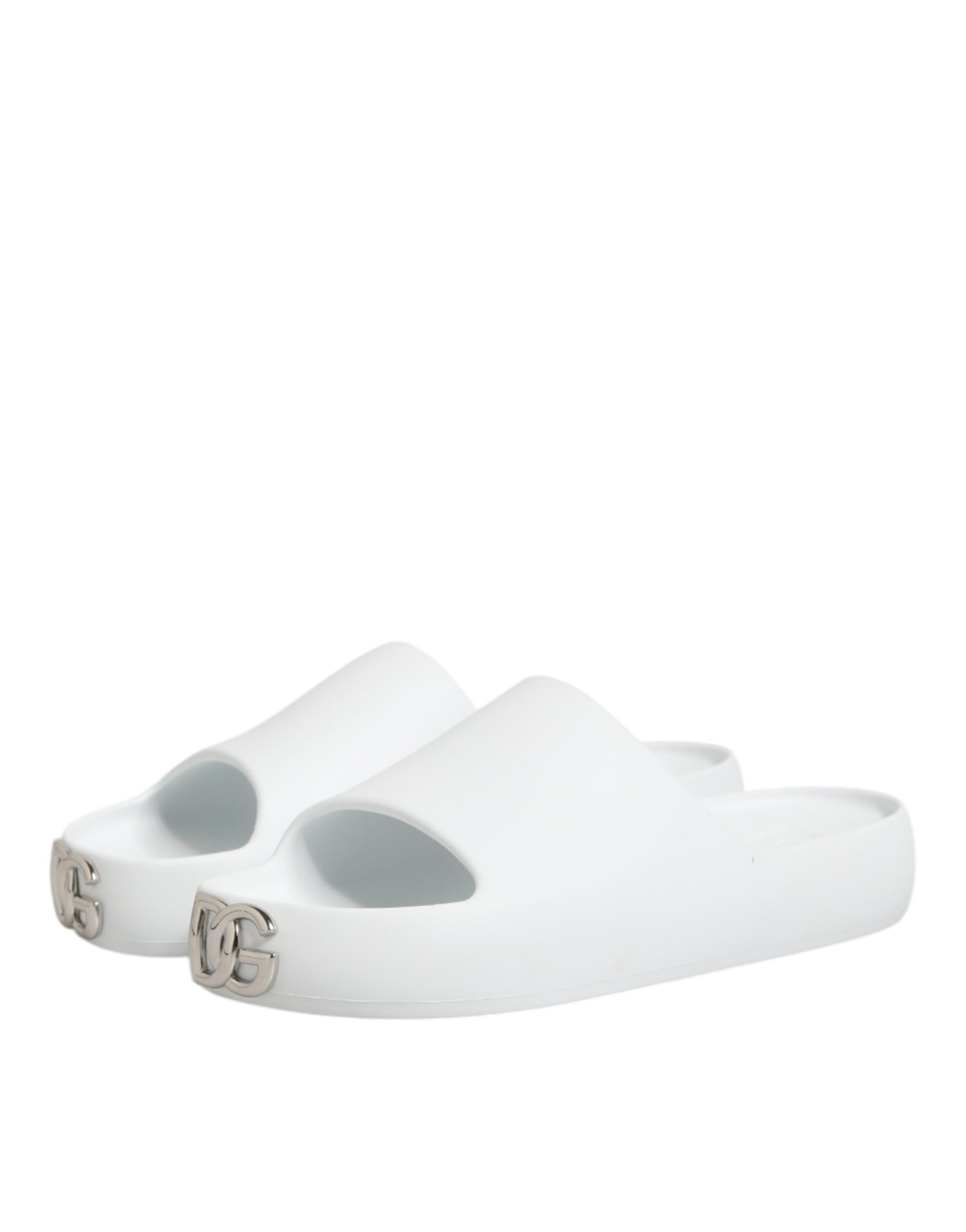 Dolce & Gabbana White Logo Slides Sandals Men Beachwear Shoes | Regal Royce