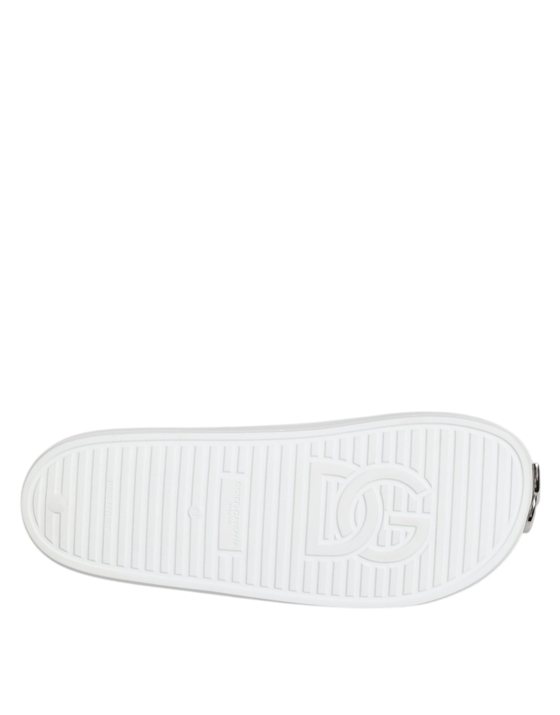 Dolce & Gabbana White Logo Slides Sandals Men Beachwear Shoes | Regal Royce