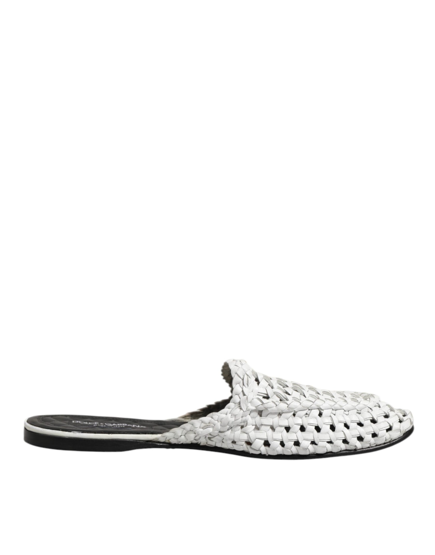 Dolce & Gabbana White Woven Slides MULES Men Sandals Shoes | Regal Royce