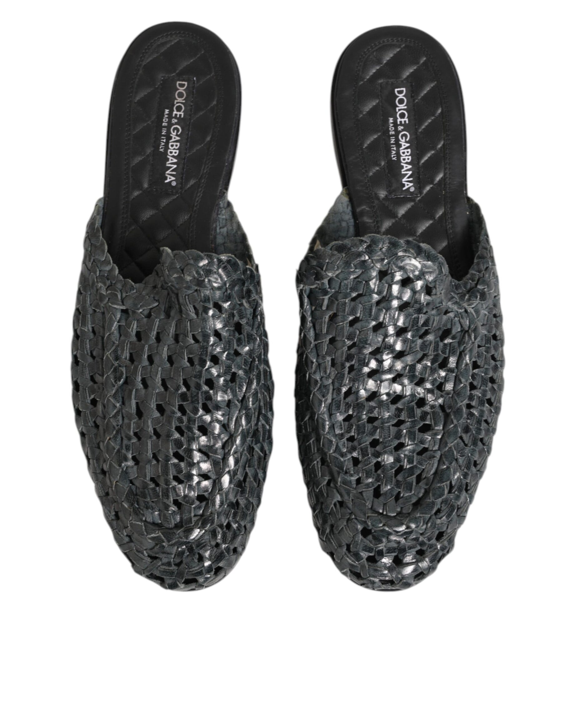 Dolce & Gabbana Blue Woven Slides MULES Men Sandals Shoes | Regal Royce