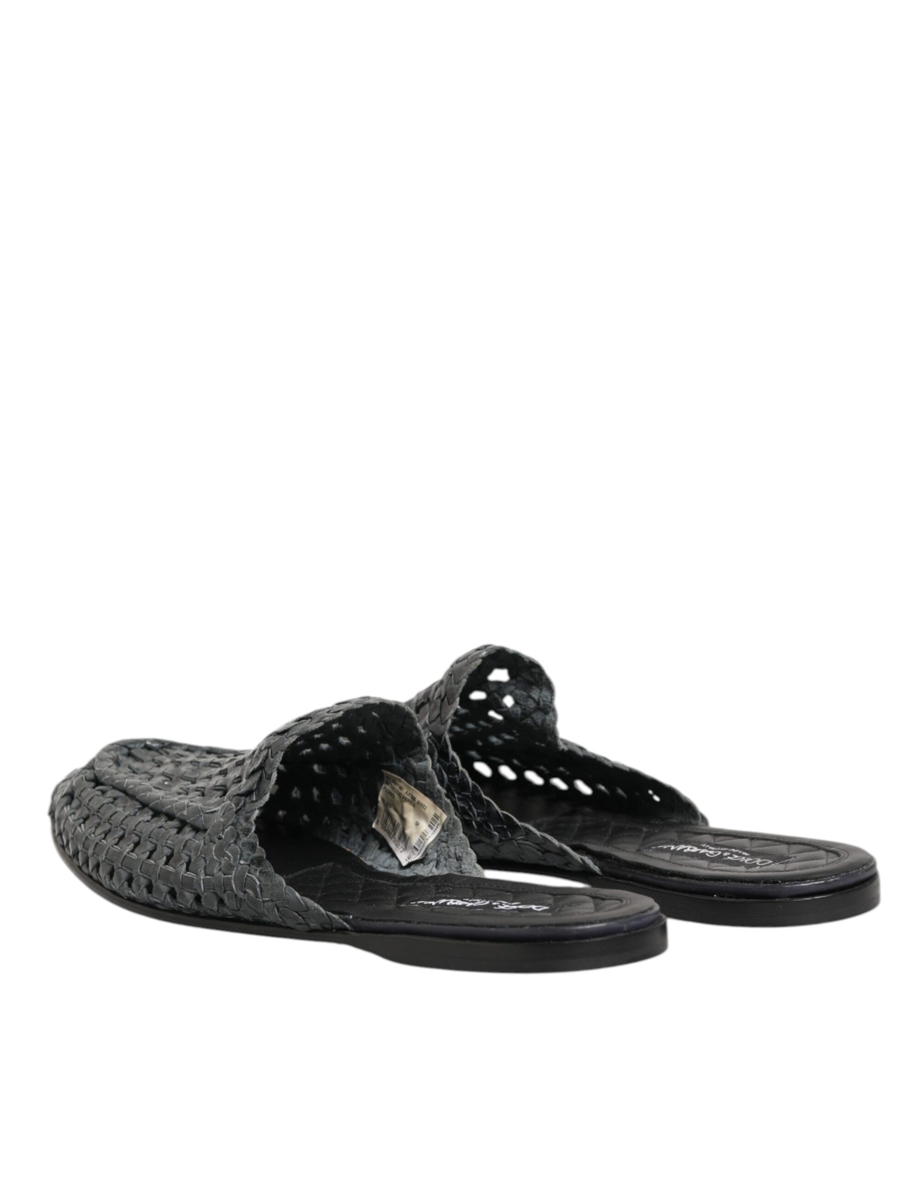 Dolce & Gabbana Blue Woven Slides MULES Men Sandals Shoes | Regal Royce