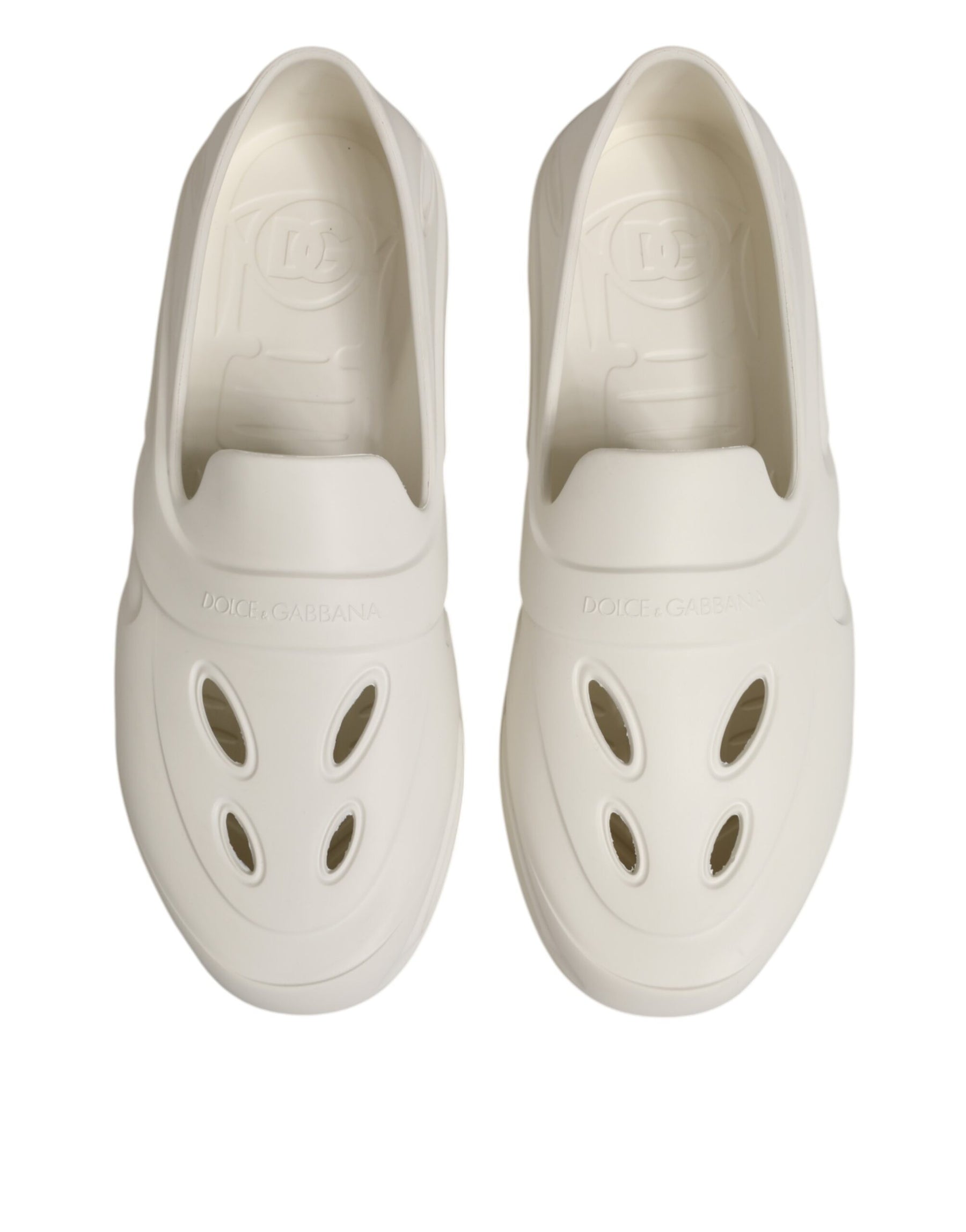 Dolce & Gabbana White Rubber Slides Low Top Sneakers Shoes | Regal Royce