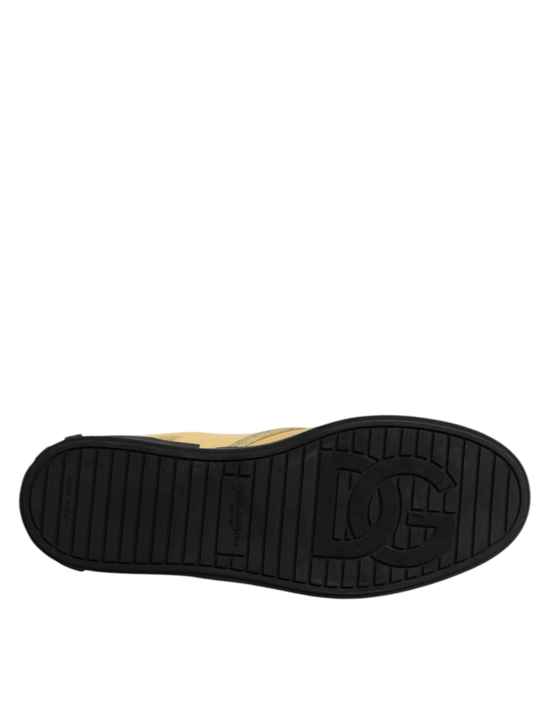 Dolce & Gabbana Yellow Cotton Low Top Slip On Sneakers Shoes | Regal Royce