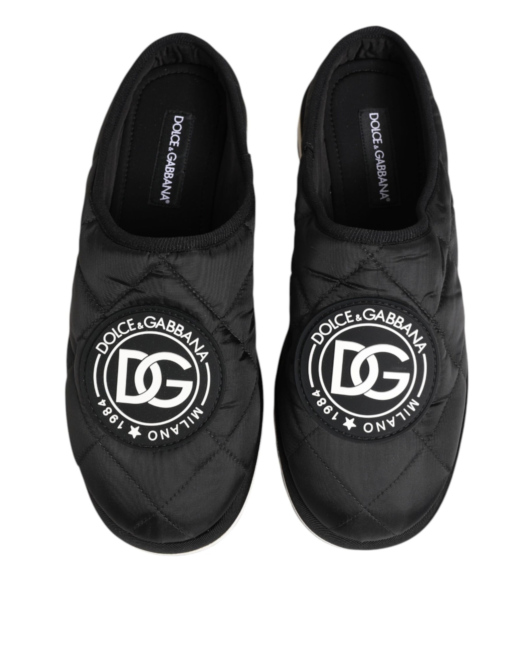 Dolce & Gabbana Black Nylon Low Top Slip On Sneaker Shoes | Regal Royce