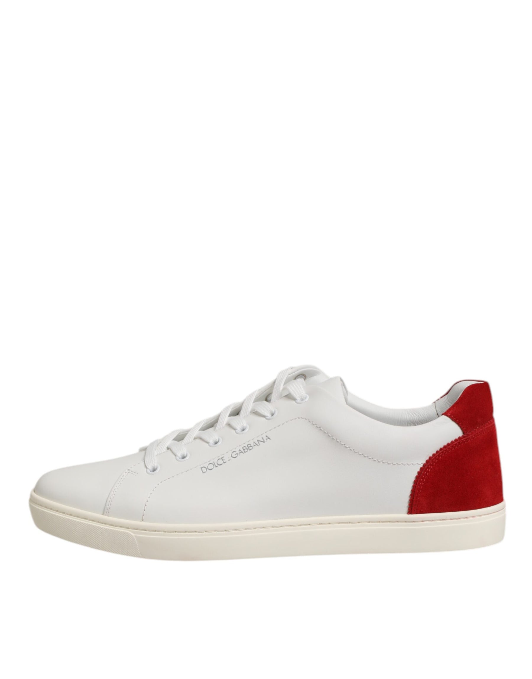 Dolce & Gabbana White Red Leather Low Top Men Sneakers Shoes | Regal Royce