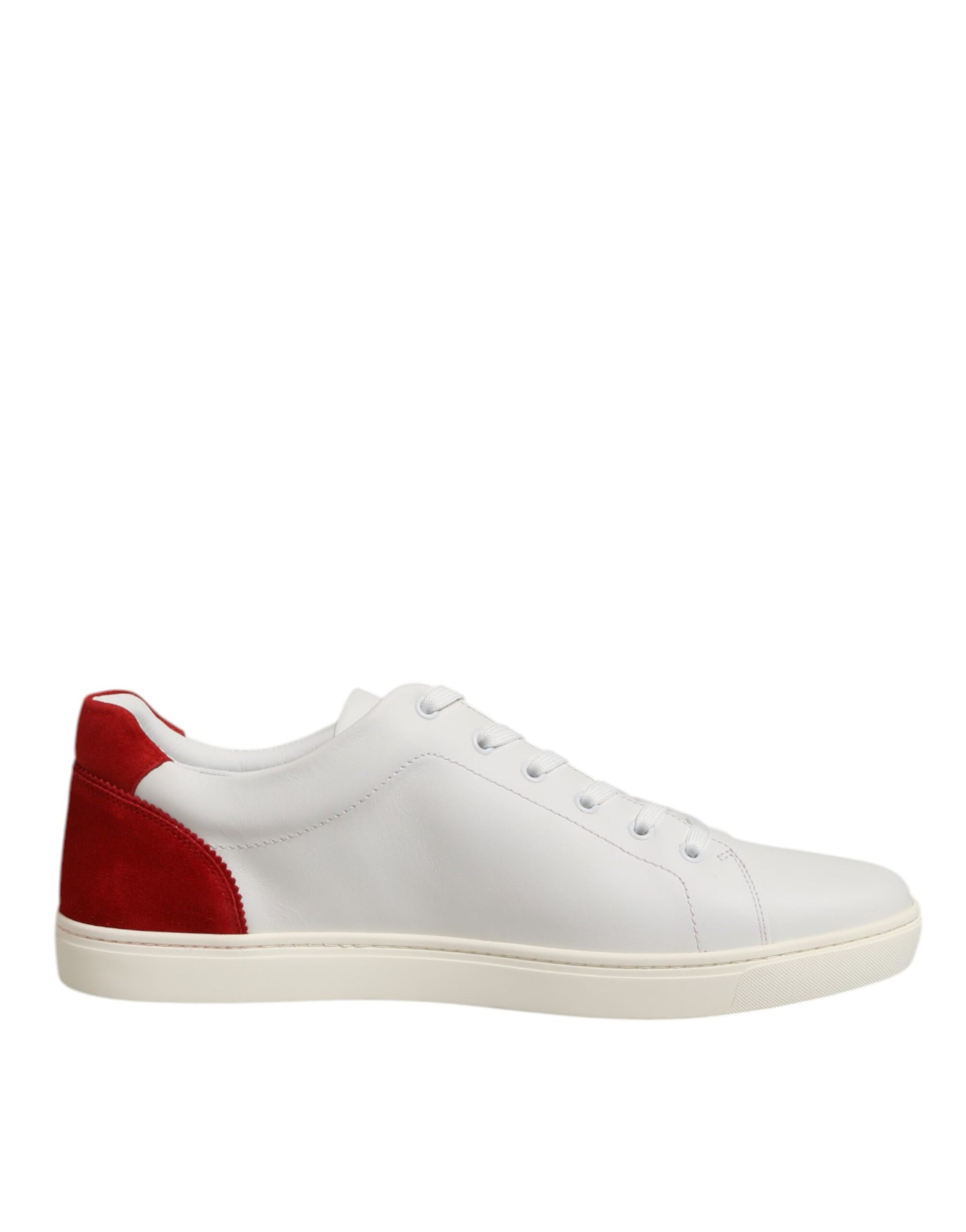 Dolce & Gabbana White Red Leather Low Top Men Sneakers Shoes | Regal Royce