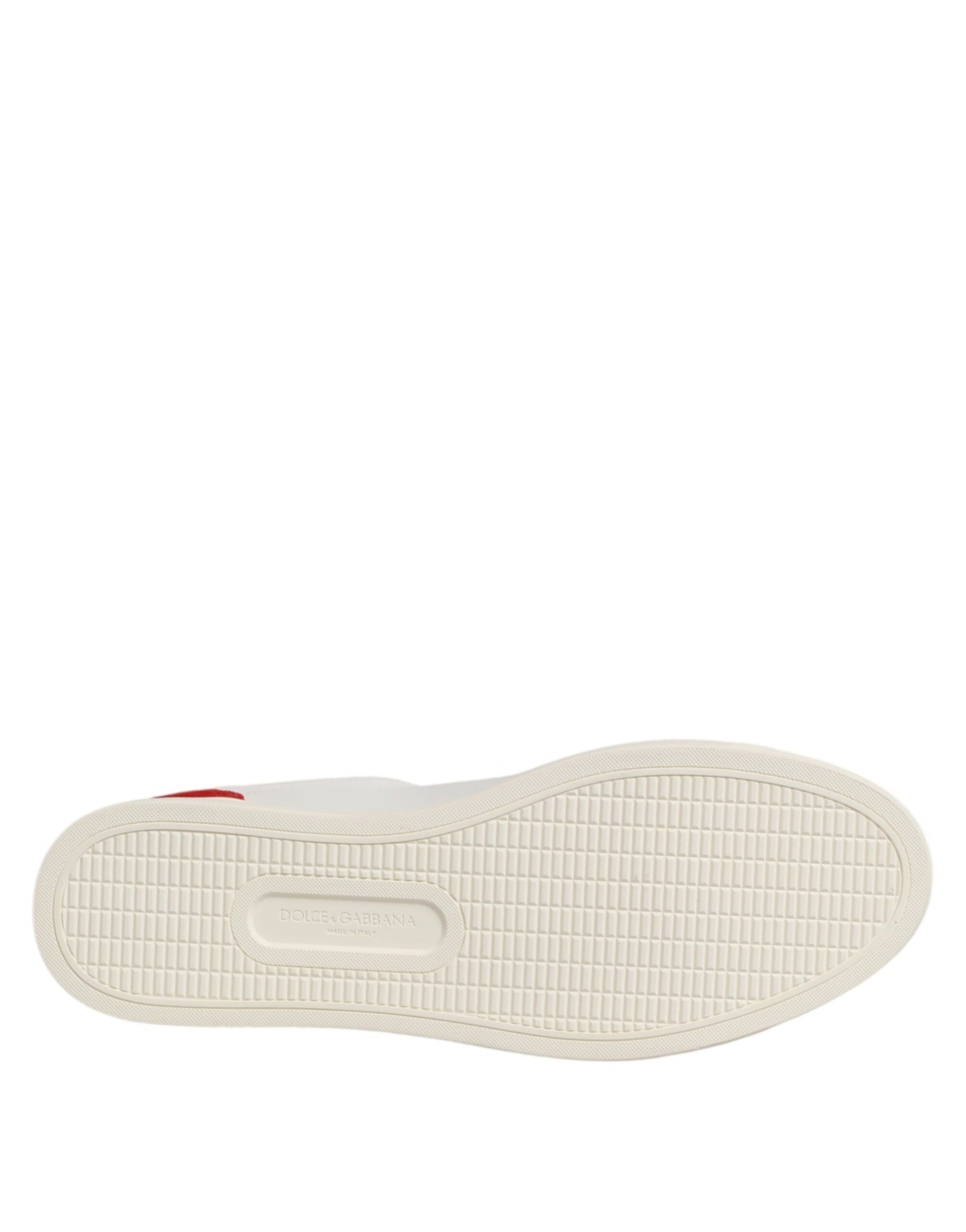 Dolce & Gabbana White Red Leather Low Top Men Sneakers Shoes | Regal Royce