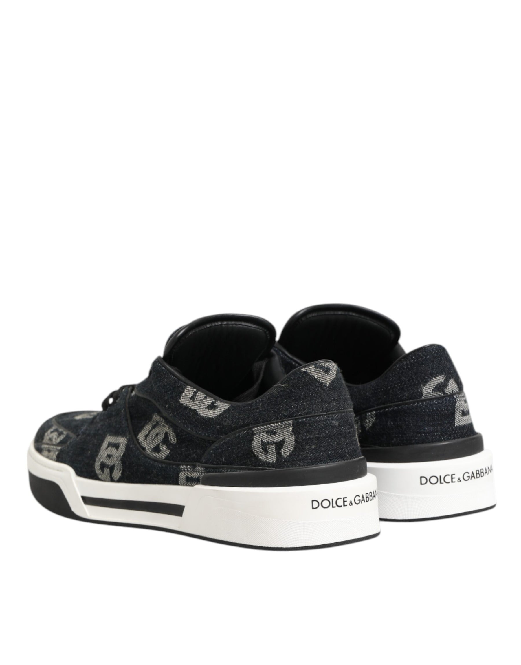 Dolce & Gabbana Blue Cotton Denim Logo Low Top Sneakers Shoes | Regal Royce
