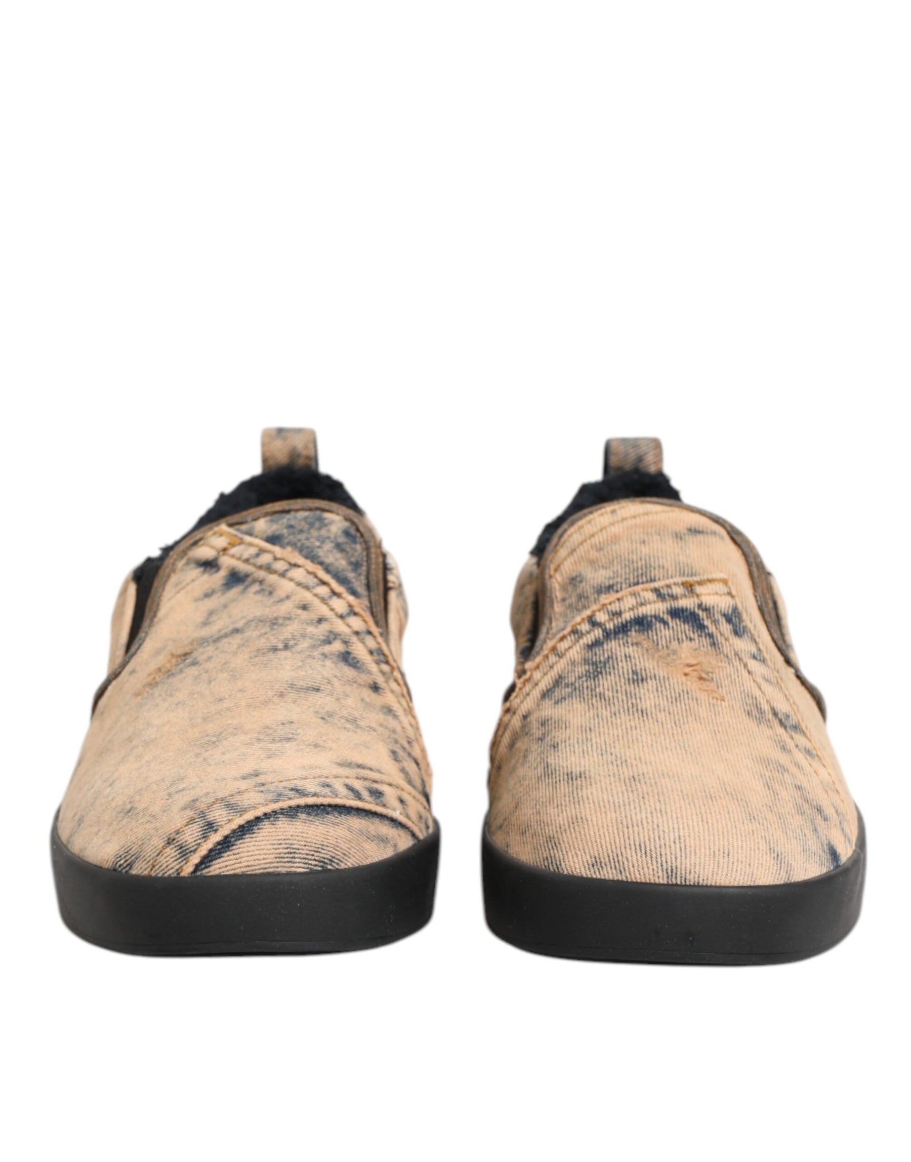 Dolce & Gabbana Beige Cotton Low Top Slip On Sneakers Shoes | Regal Royce