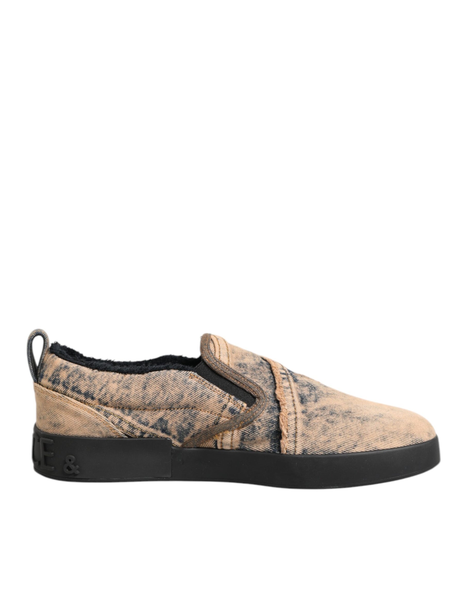 Dolce & Gabbana Beige Cotton Low Top Slip On Sneakers Shoes | Regal Royce