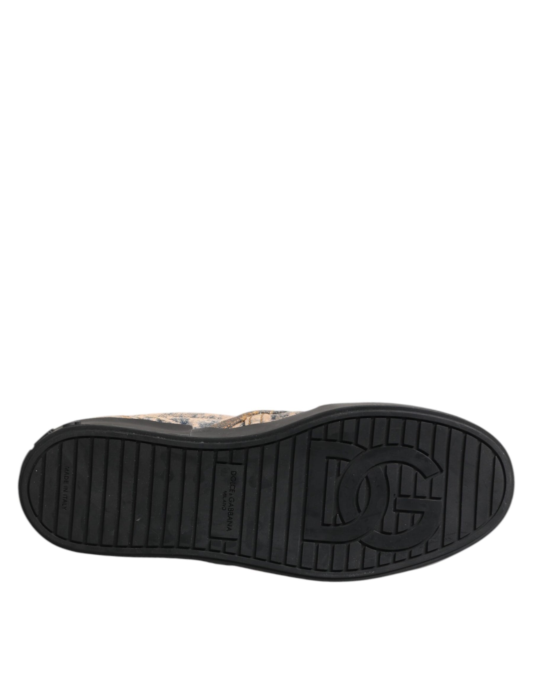 Dolce & Gabbana Beige Cotton Low Top Slip On Sneakers Shoes | Regal Royce