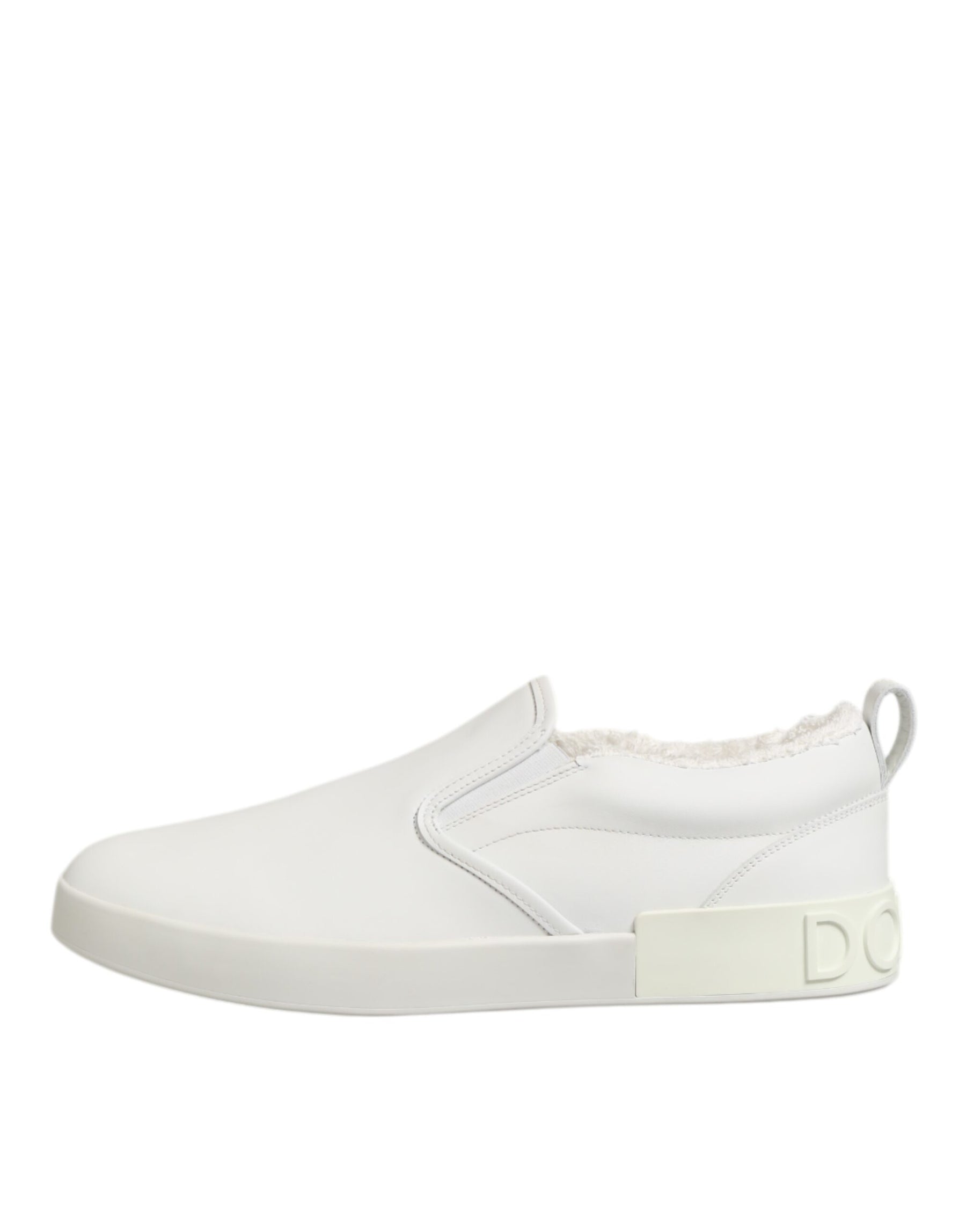 Dolce & Gabbana White Leather Low Top Slip On Sneakers Shoes | Regal Royce
