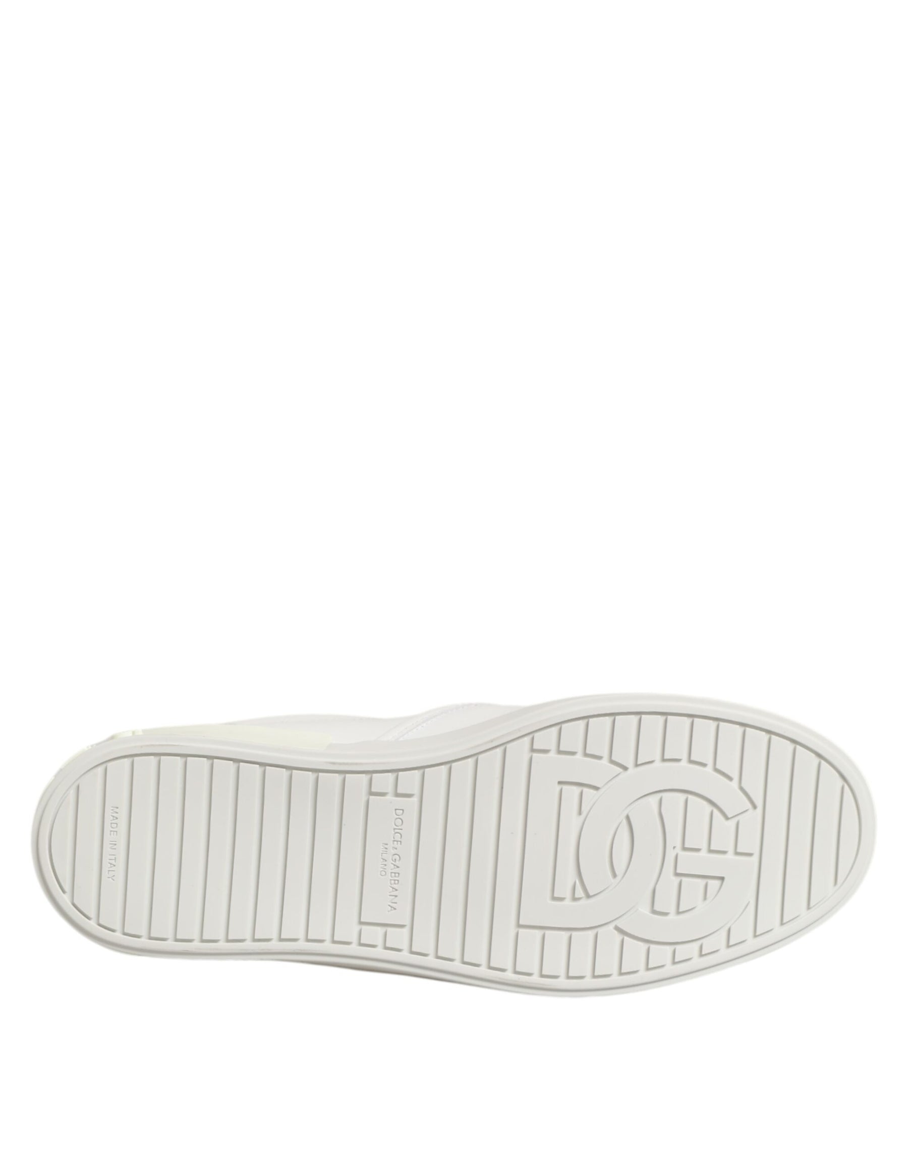 Dolce & Gabbana White Leather Low Top Slip On Sneakers Shoes | Regal Royce