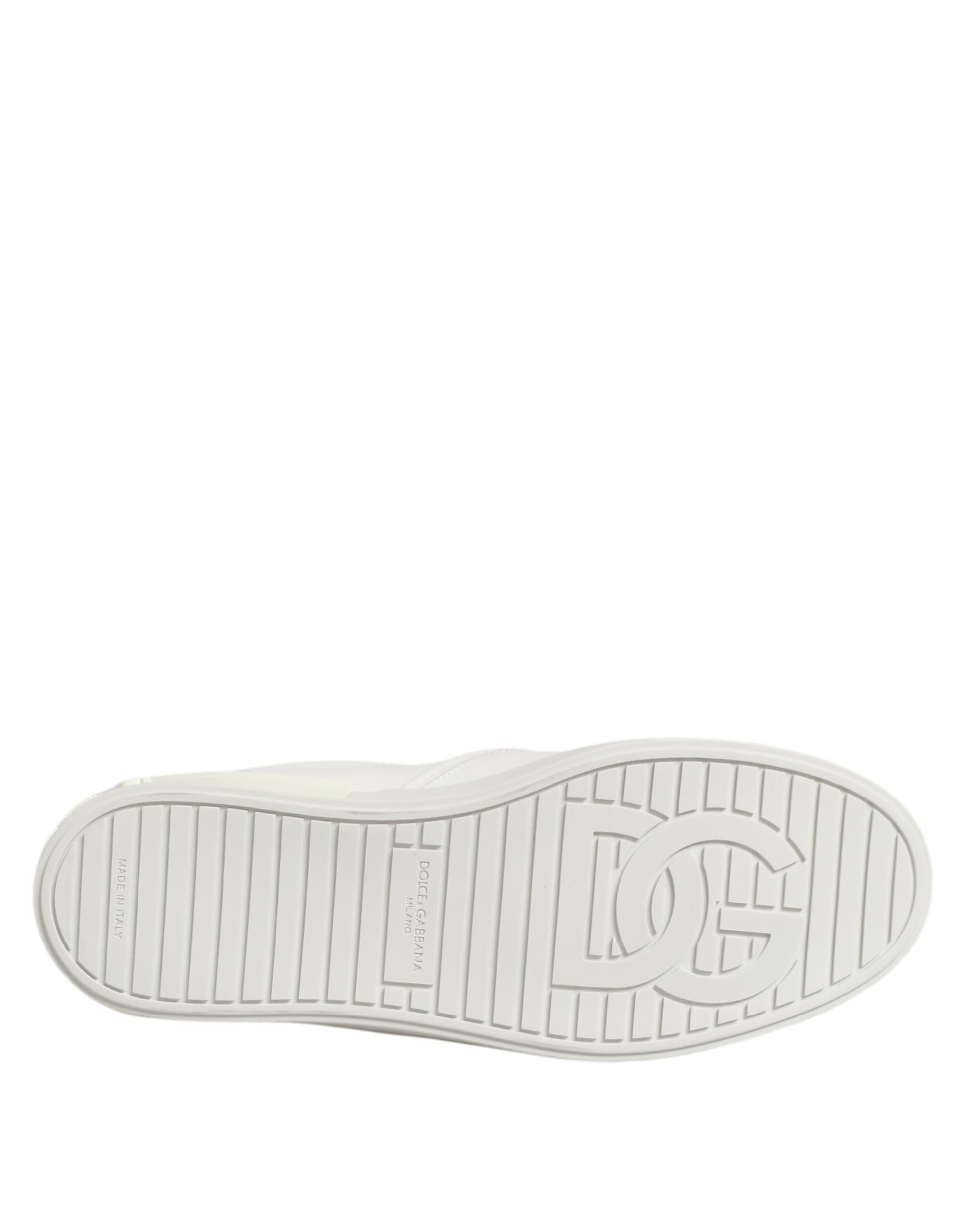 Dolce & Gabbana White Leather Low Top Slip On Sneakers Shoes
