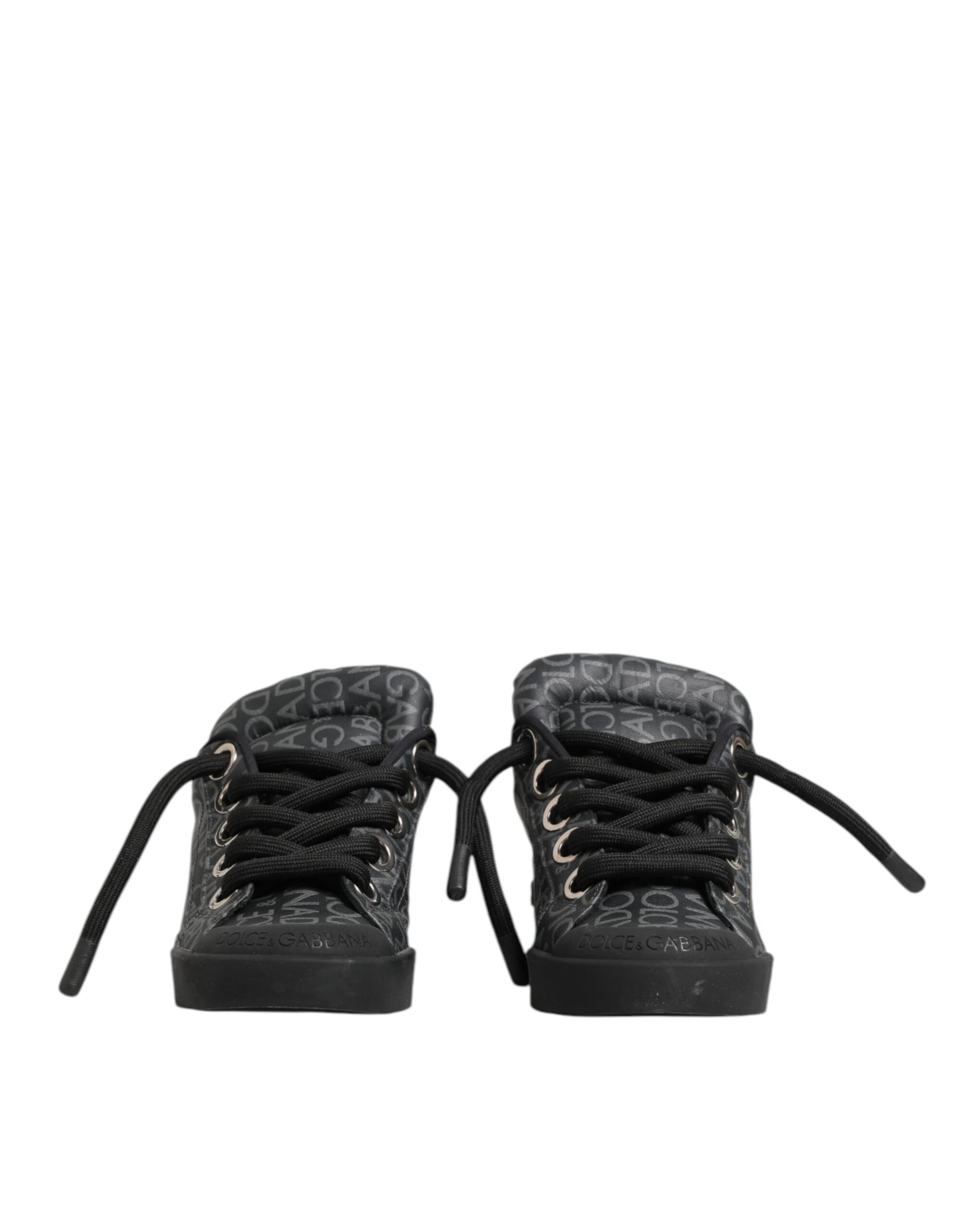 Dolce & Gabbana Black Cotton Denim Logo Low Top Sneakers  Shoes