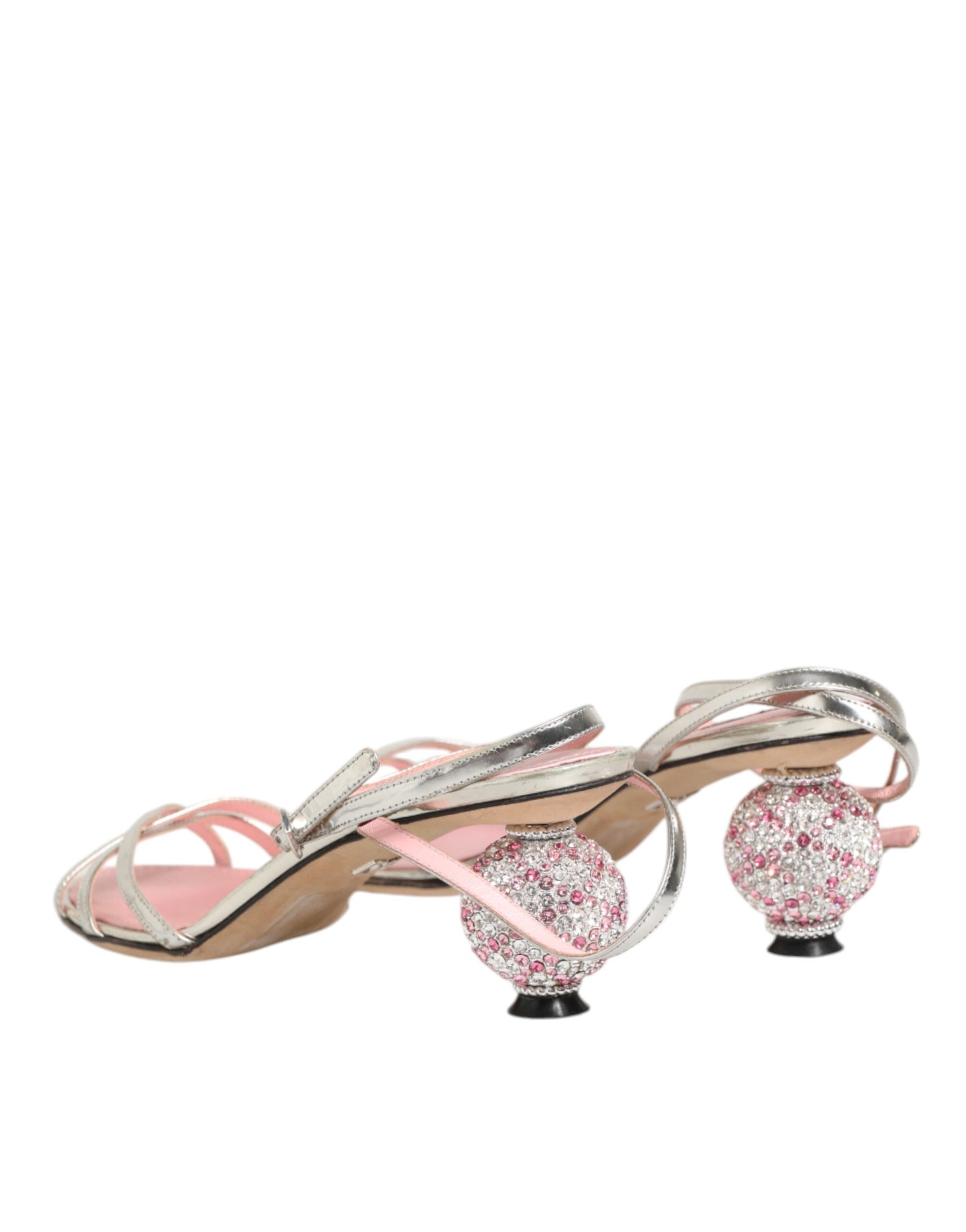 Dolce & Gabbana Pink Embellished Leather Ball-Heel Sandals  Shoes | Regal Royce