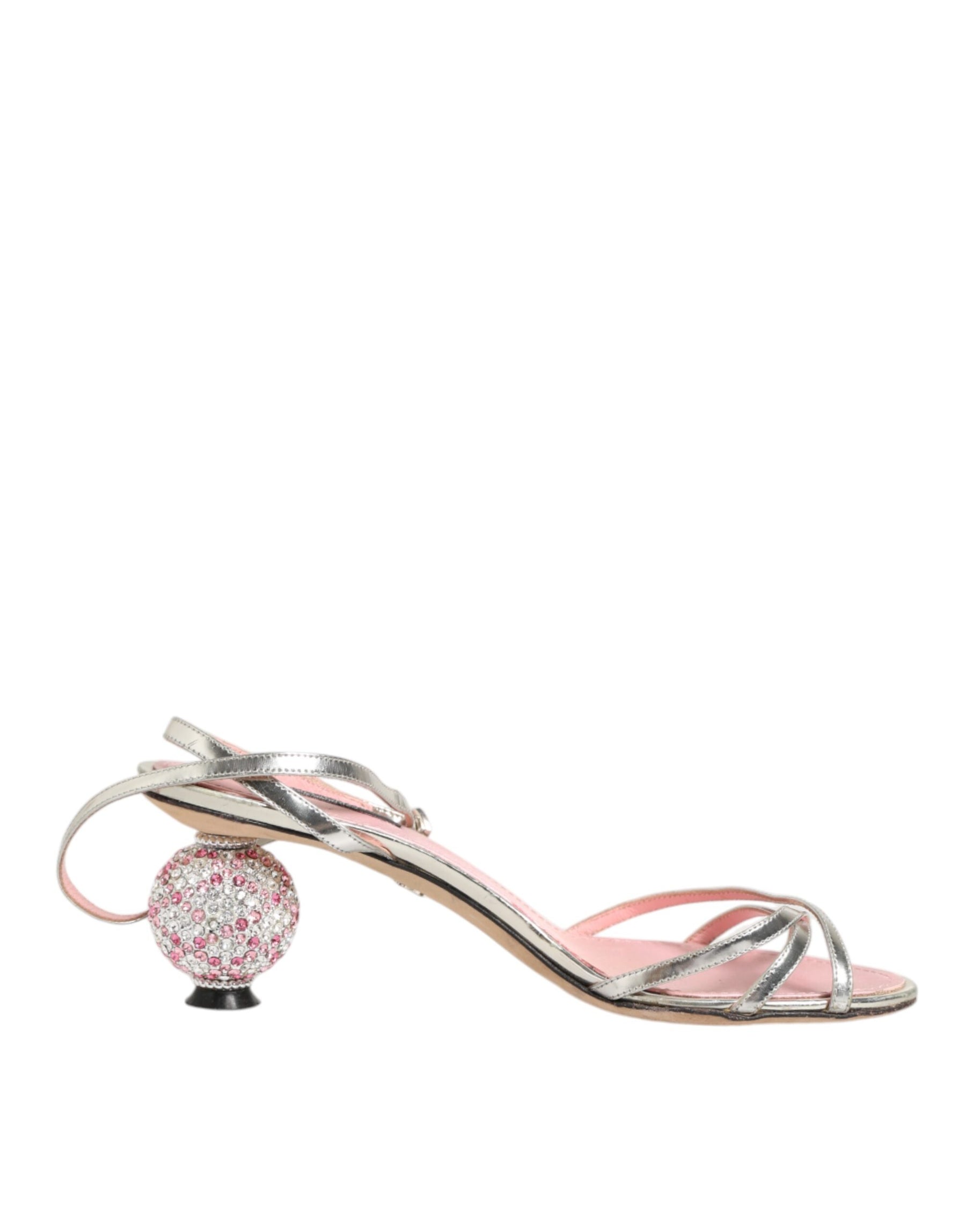 Dolce & Gabbana Pink Embellished Leather Ball-Heel Sandals  Shoes | Regal Royce