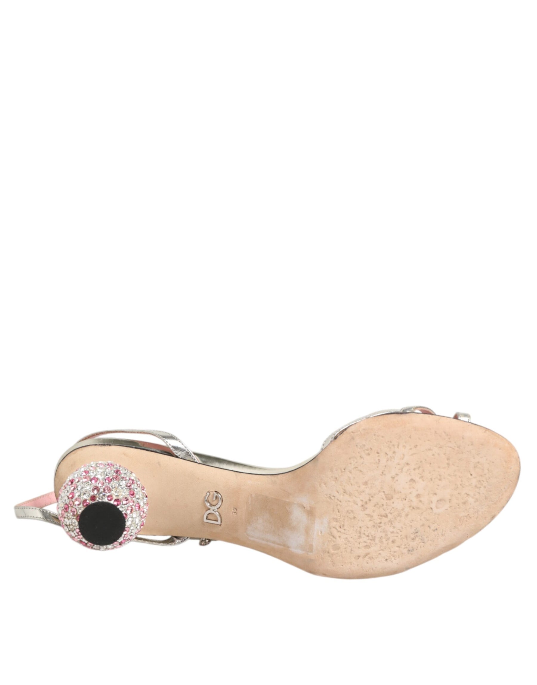 Dolce & Gabbana Pink Embellished Leather Ball-Heel Sandals  Shoes | Regal Royce
