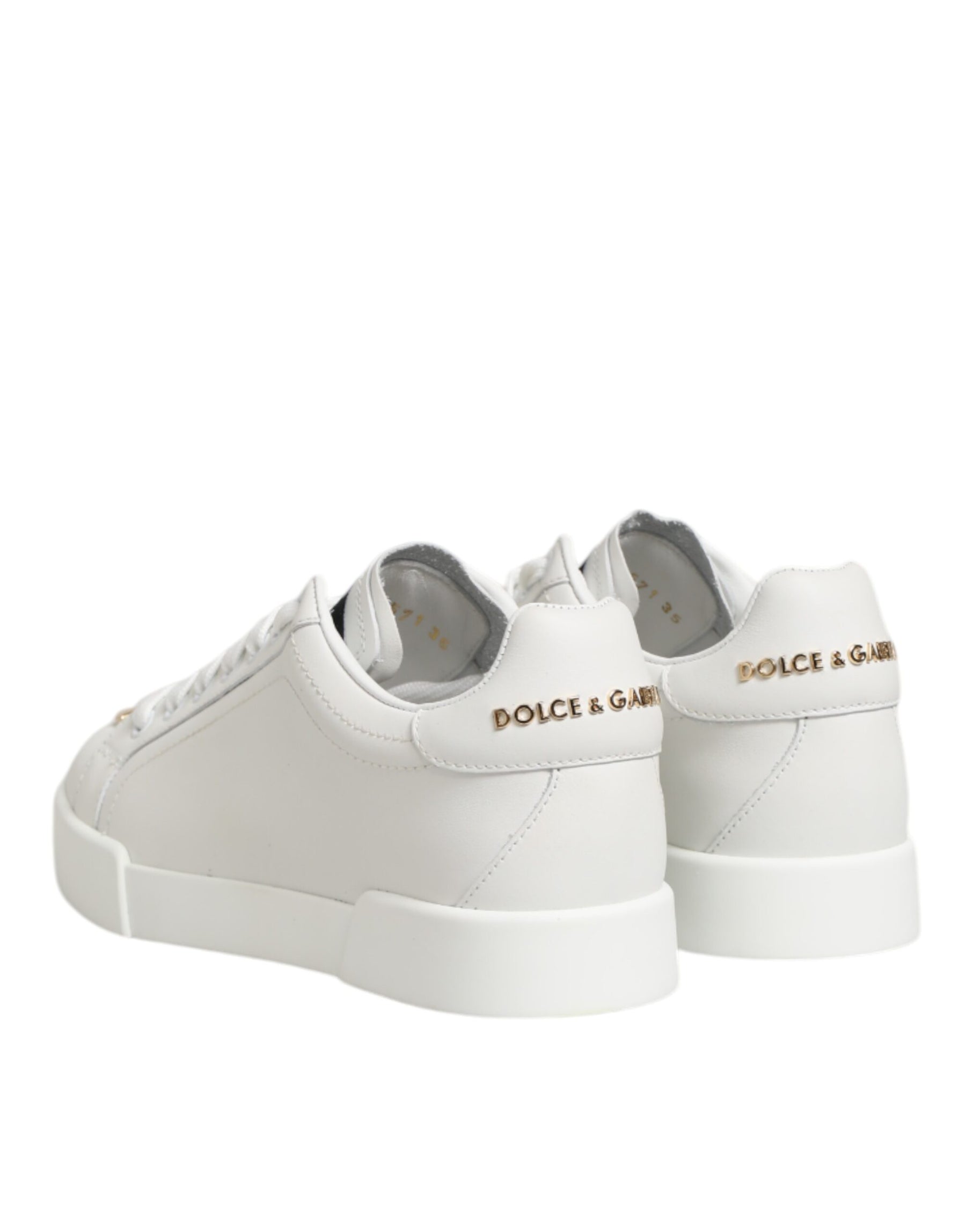 Dolce & Gabbana White DG Leather Low Top Sneakers Shoes | Regal Royce