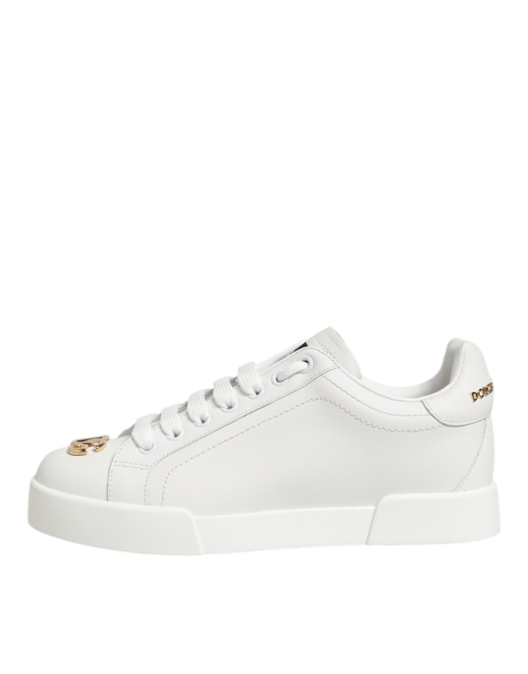 Dolce & Gabbana White DG Leather Low Top Sneakers Shoes | Regal Royce