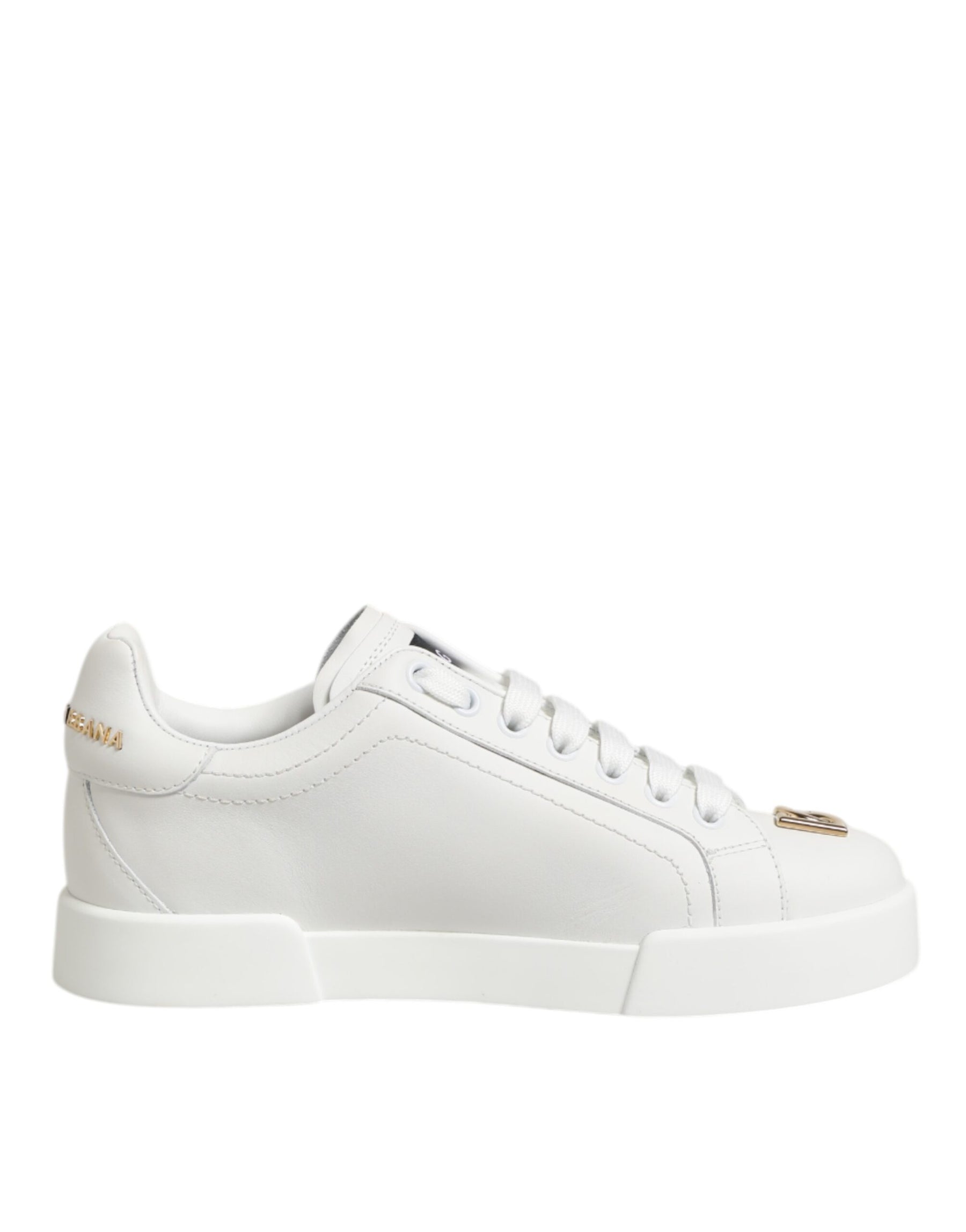 Dolce & Gabbana White DG Leather Low Top Sneakers Shoes | Regal Royce